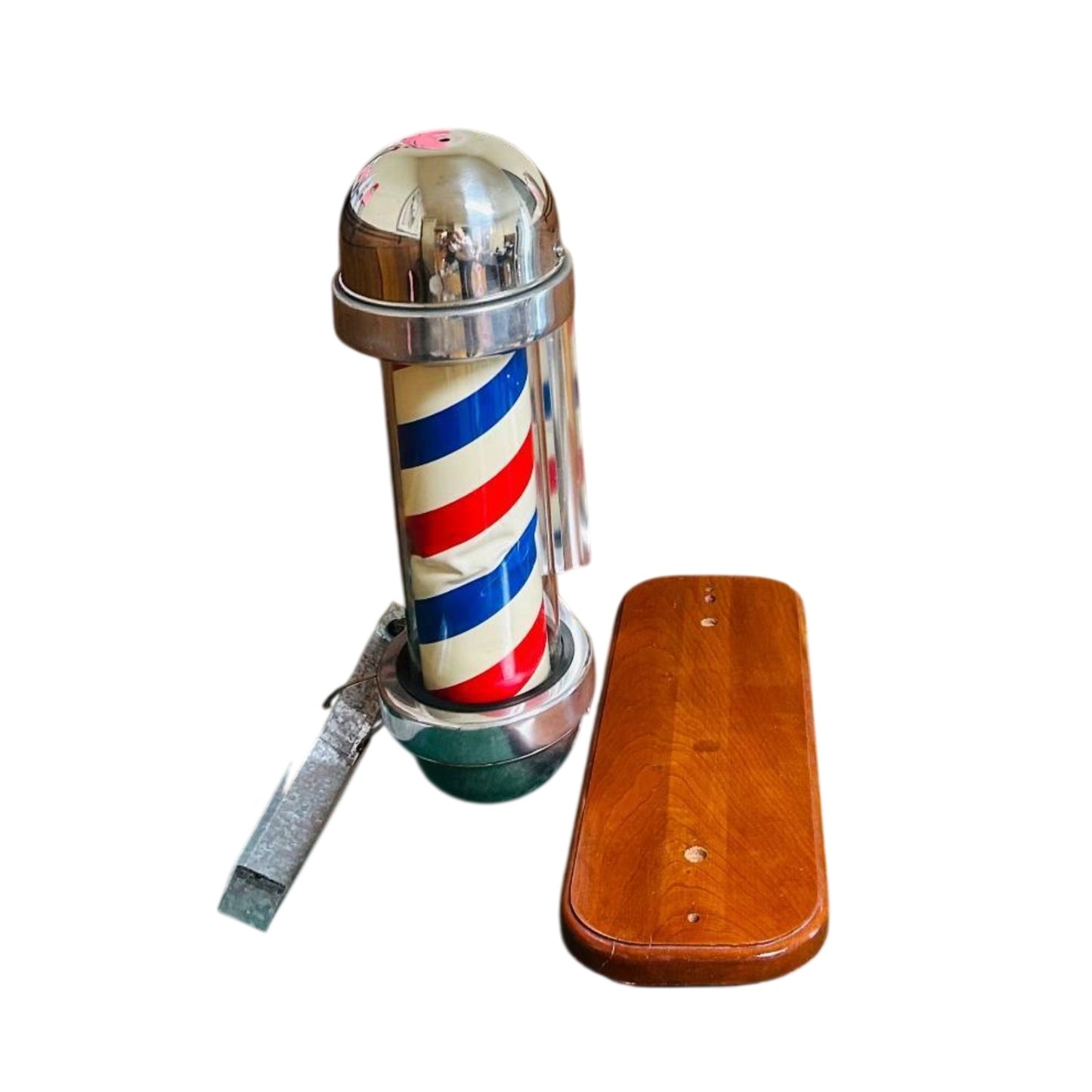 Vintage William Marvy 410 Lighted Barber Pole, Mid-Century Chrome Americana