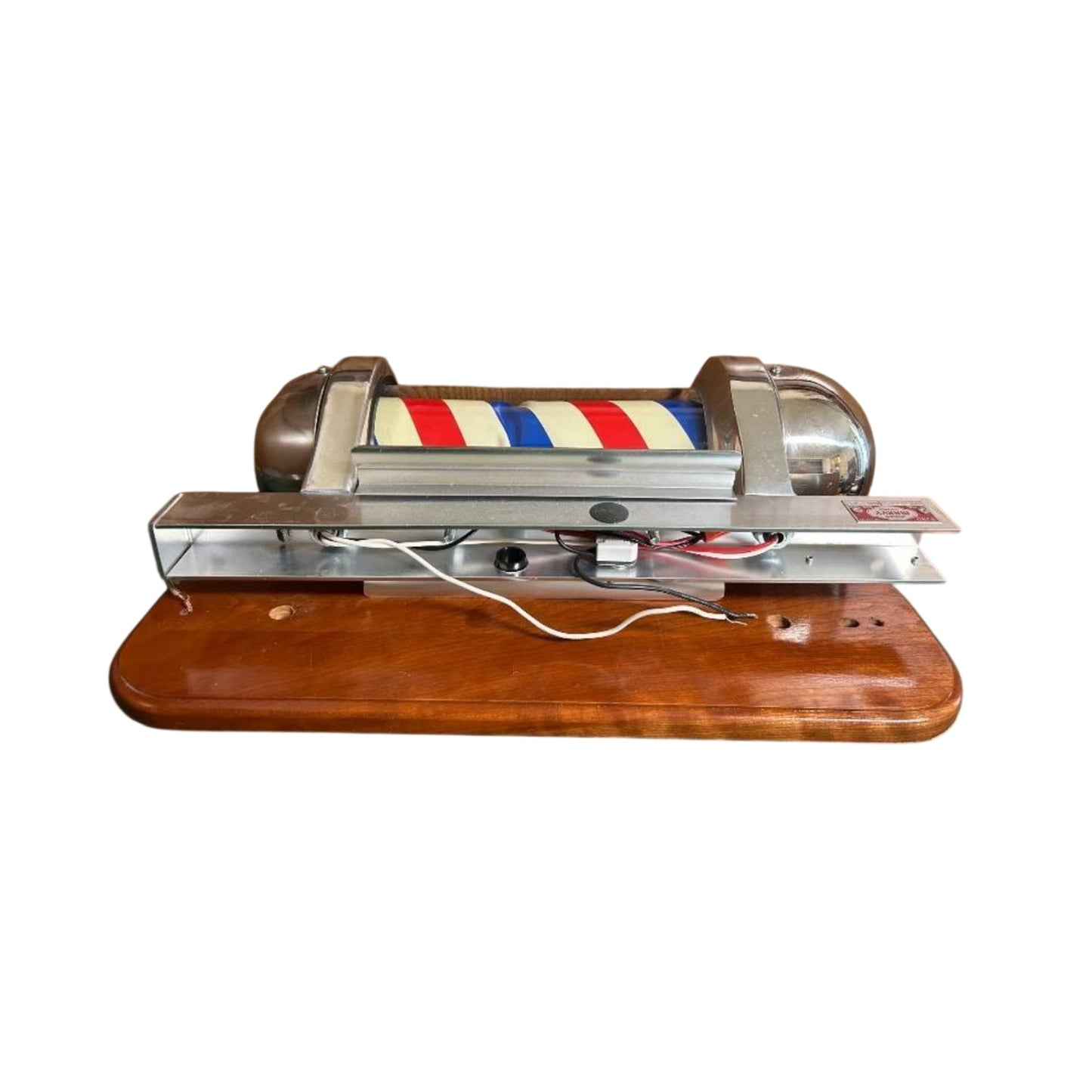 Vintage William Marvy 410 Lighted Barber Pole, Mid-Century Chrome Americana