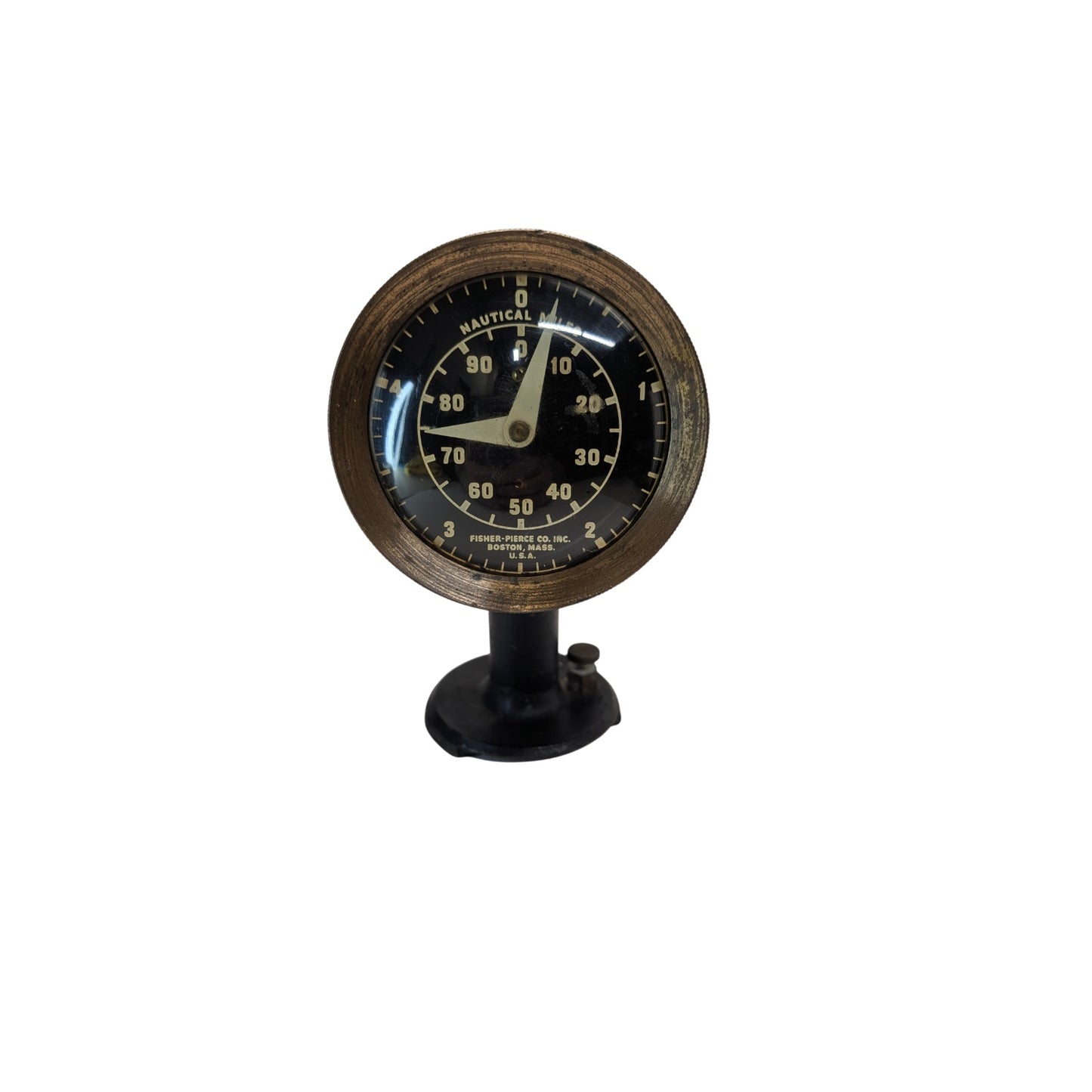 WWII Era Fisher-Pierce Brass Nautical Taffrail Log Gauge, Boston MA
