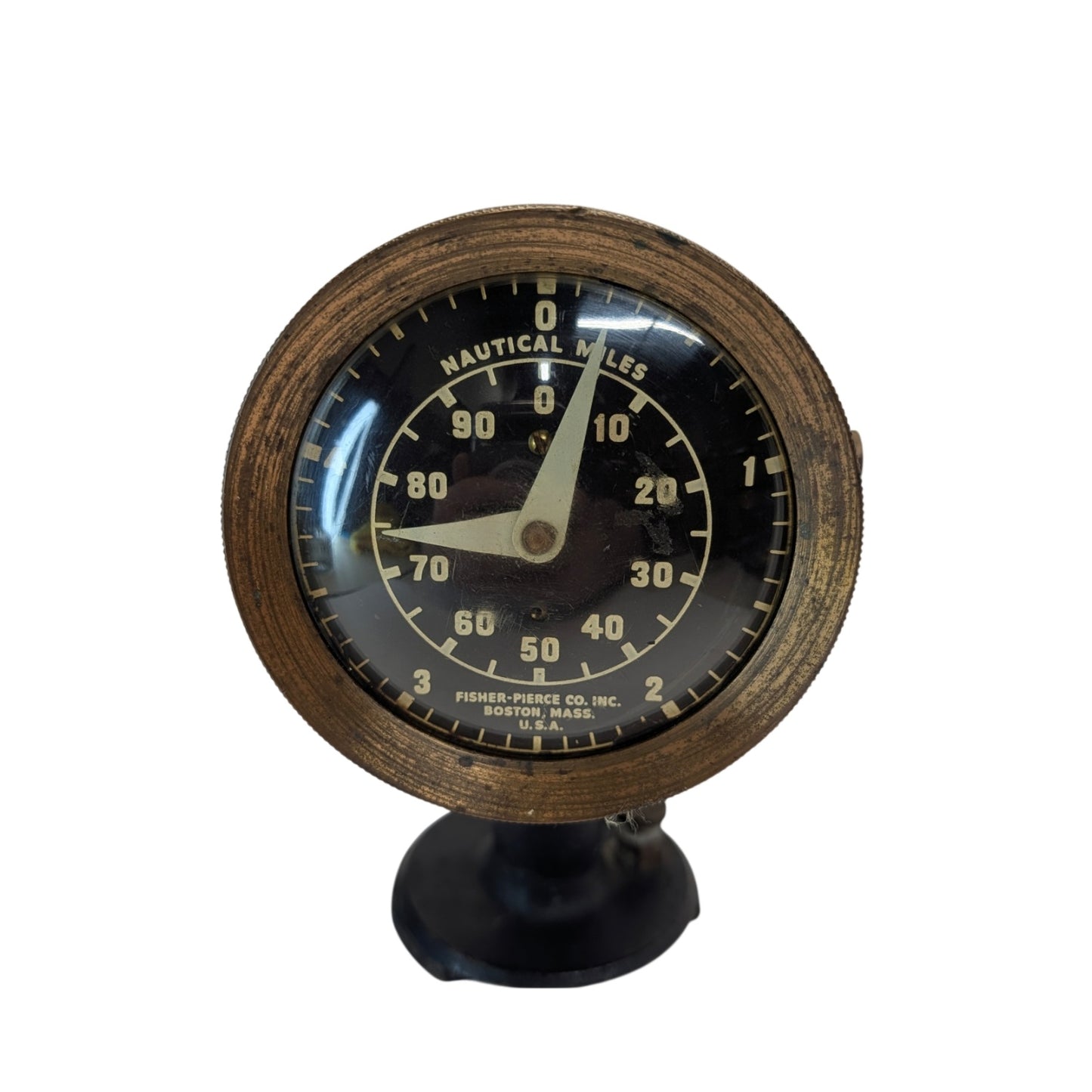 WWII Era Fisher-Pierce Brass Nautical Taffrail Log Gauge, Boston MA