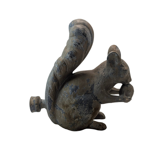 Vintage Cast Brass Squirrel Garden Sprinkler Statue, Mid-Century
