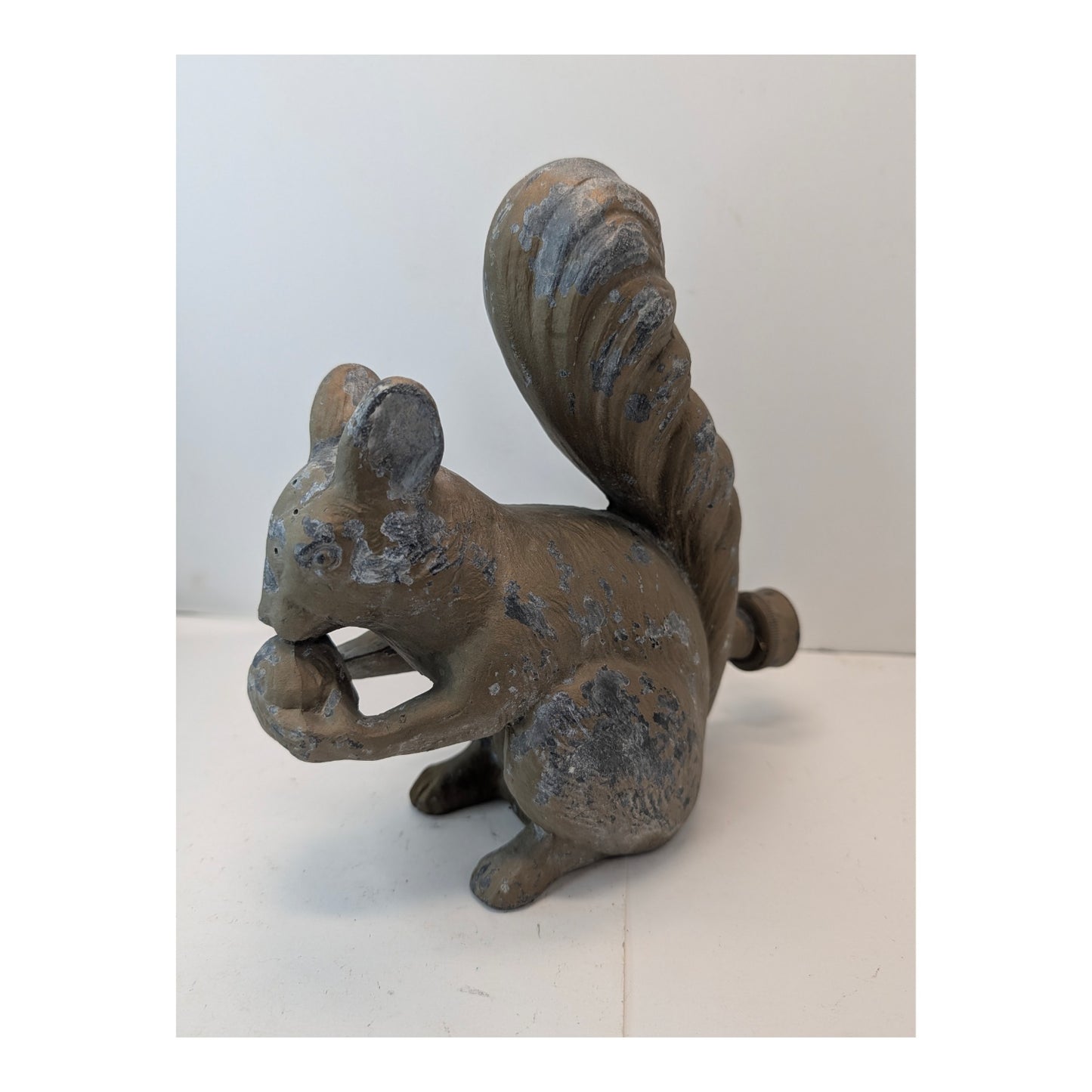 Vintage Cast Brass Squirrel Garden Sprinkler Statue, Mid-Century