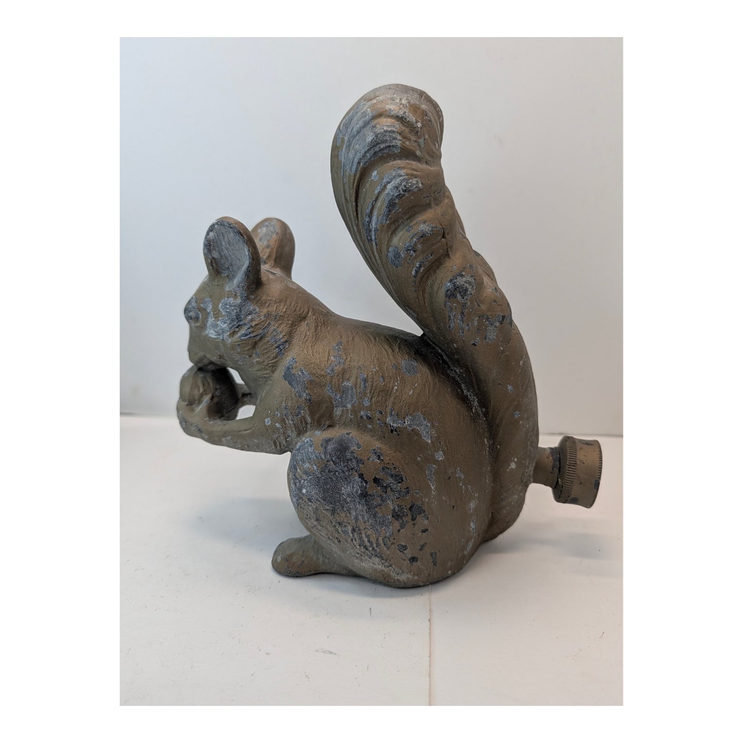 Vintage Cast Brass Squirrel Garden Sprinkler Statue, Mid-Century