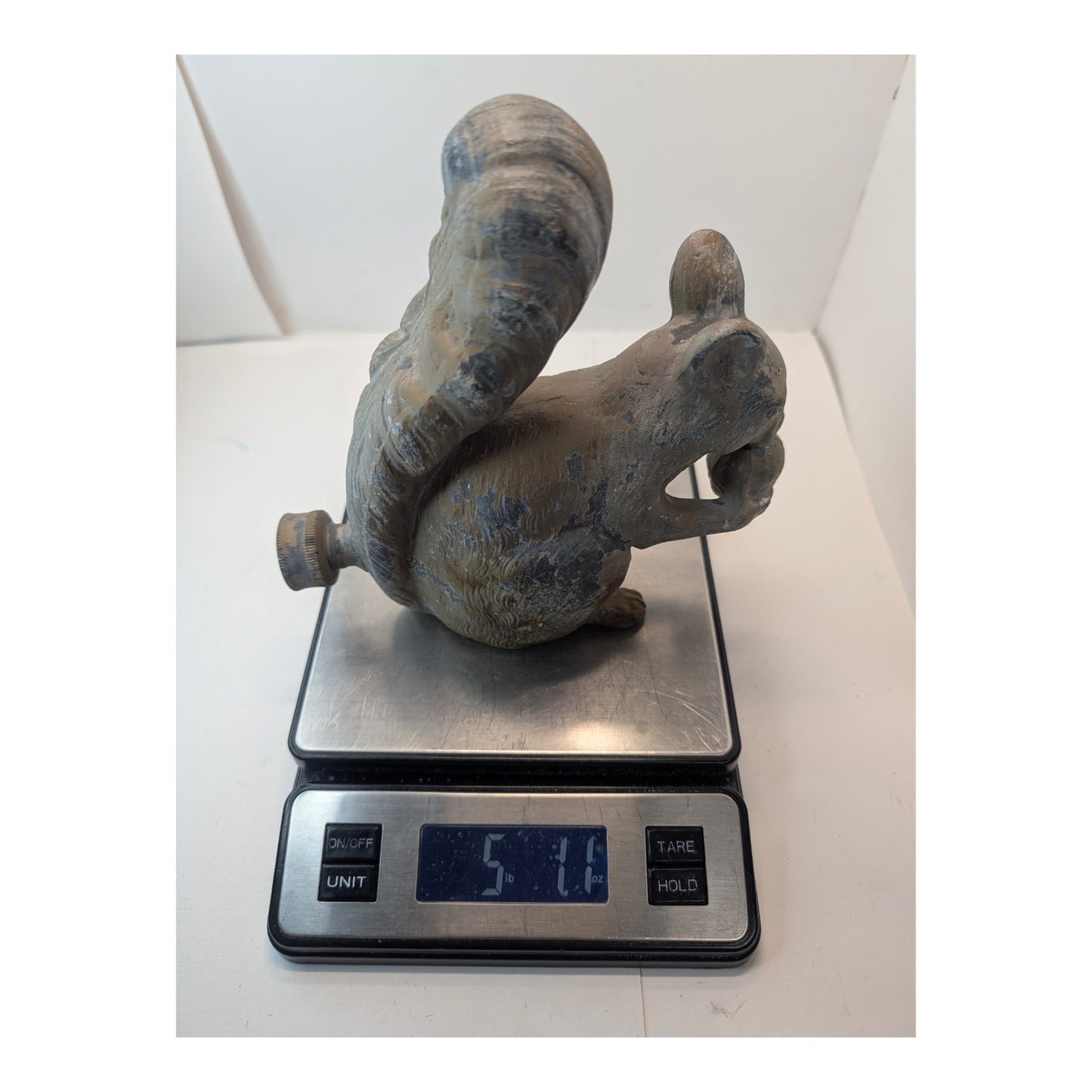 Vintage Cast Brass Squirrel Garden Sprinkler Statue, Mid-Century