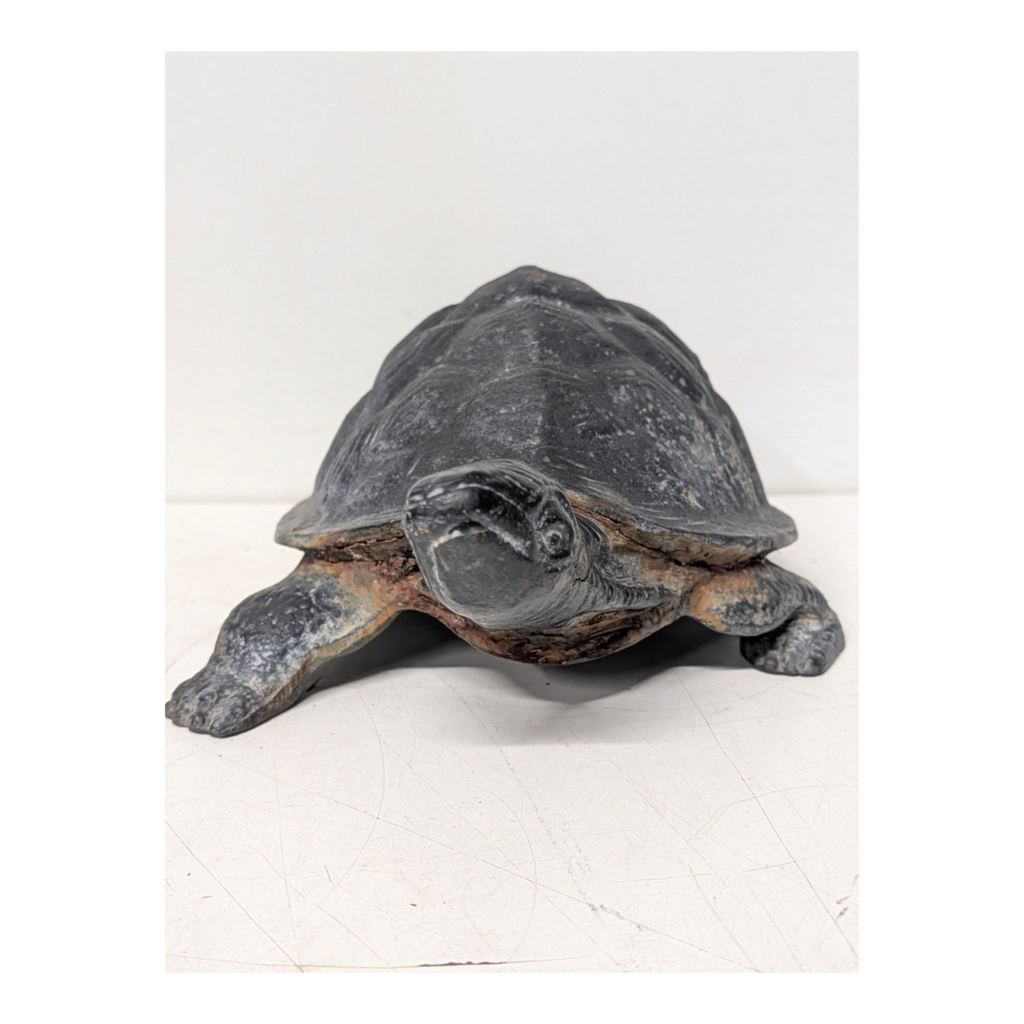 Vintage Heavy Cast Iron Turtle Garden Statue Doorstop Mid-Century Decor