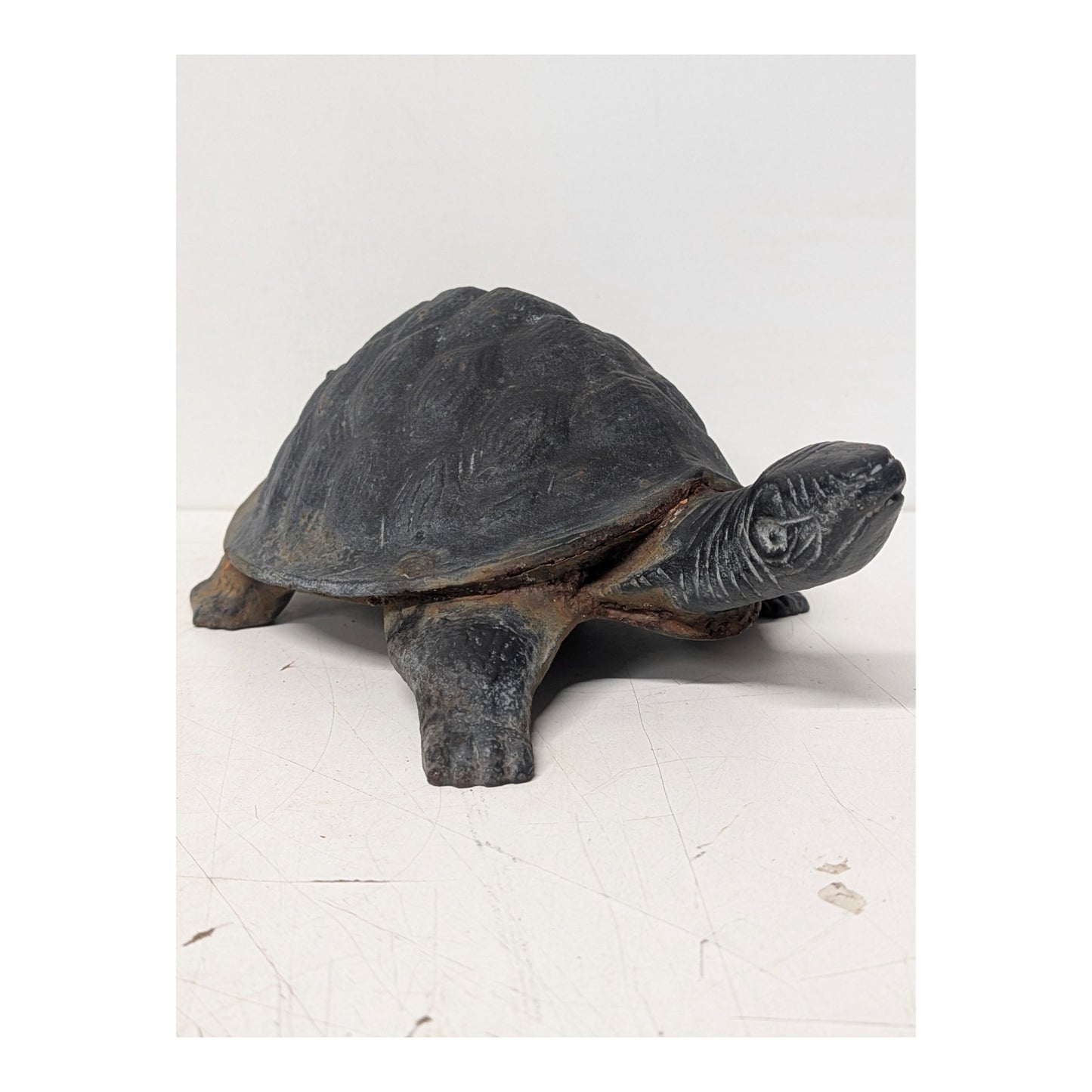 Vintage Heavy Cast Iron Turtle Garden Statue Doorstop Mid-Century Decor