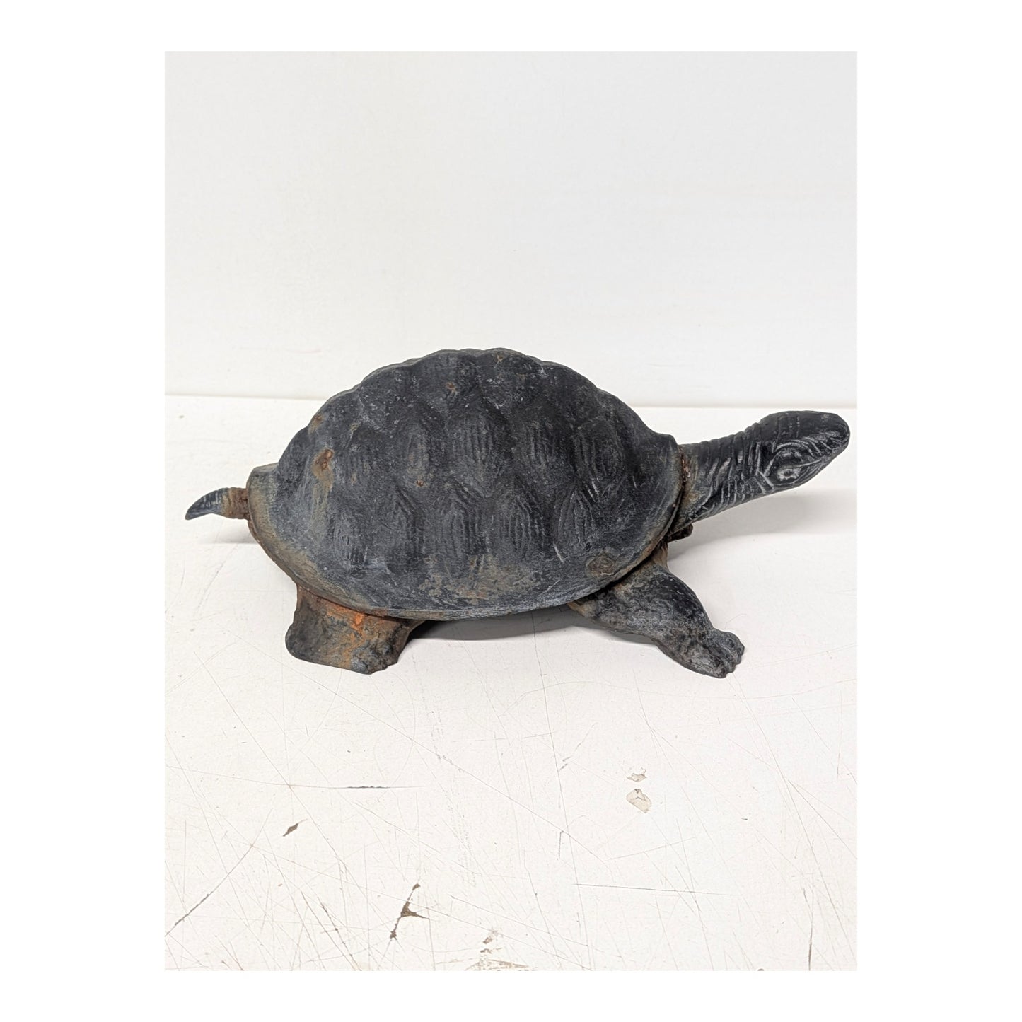Vintage Heavy Cast Iron Turtle Garden Statue Doorstop Mid-Century Decor