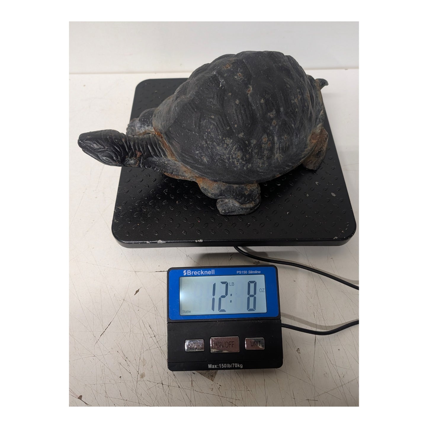 Vintage Heavy Cast Iron Turtle Garden Statue Doorstop Mid-Century Decor