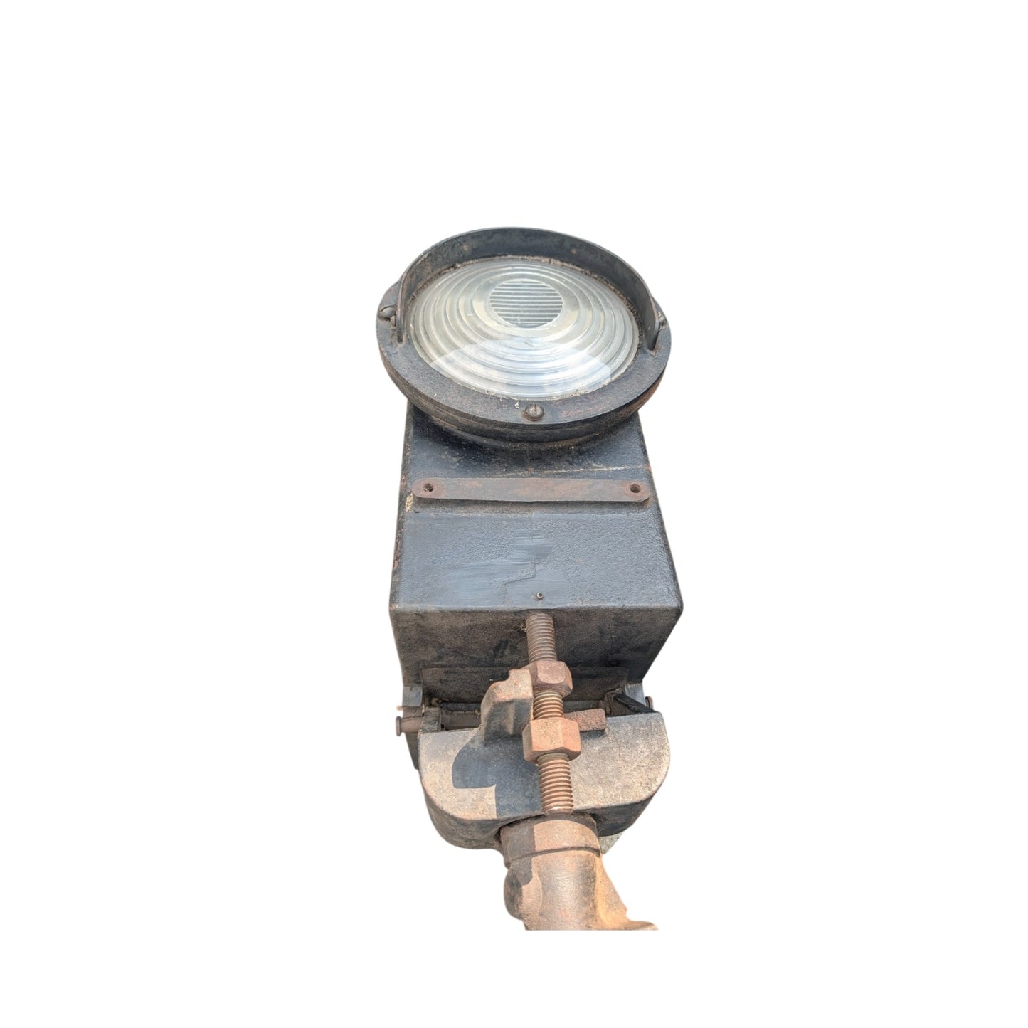 Vintage Western Railroad Signal Light Cast Iron Fresnel Lens Industrial Steampunk