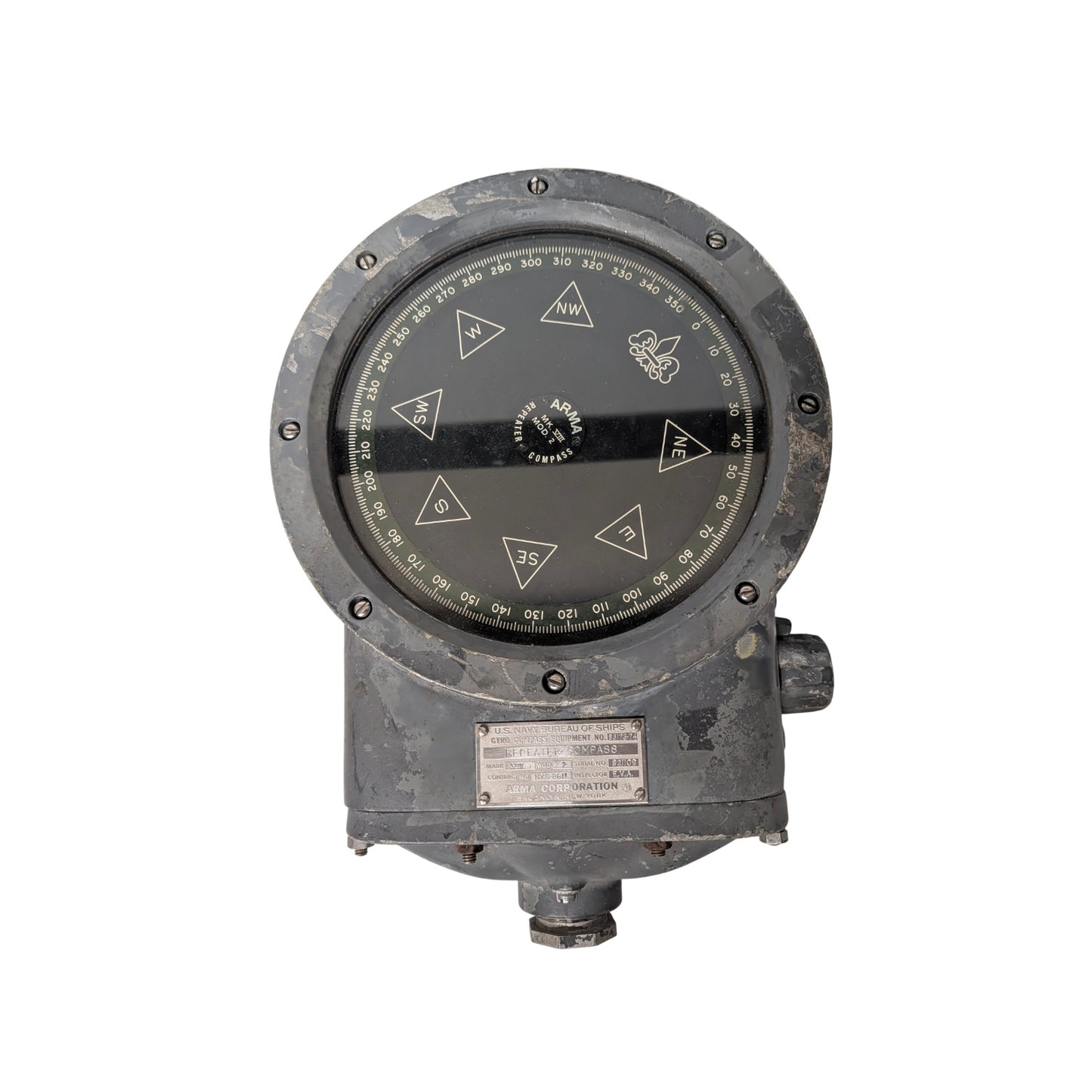 WWII US Navy Arma Corp MK XVIII Repeater Compass, Brooklyn NY