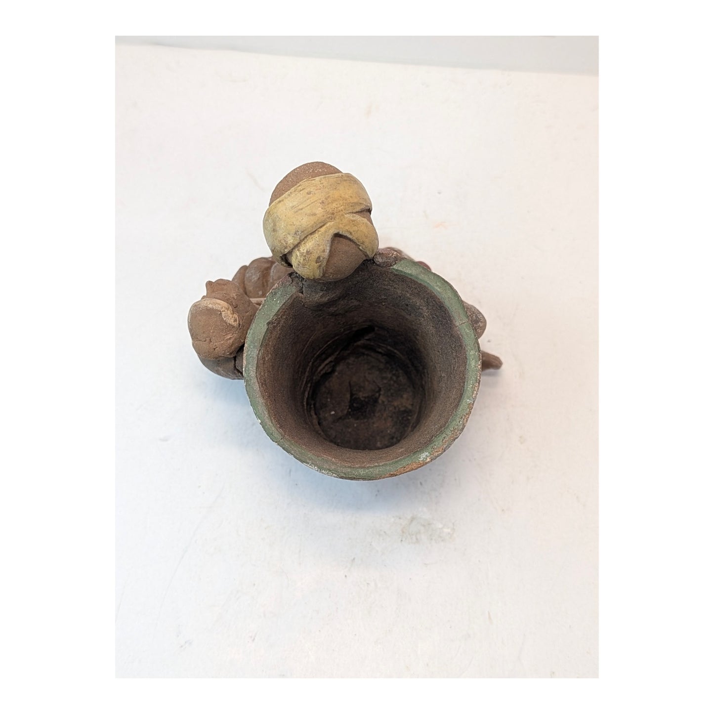 Vintage Pre-Columbian Style Terracotta Mother & Child Effigy Pot Sculpture
