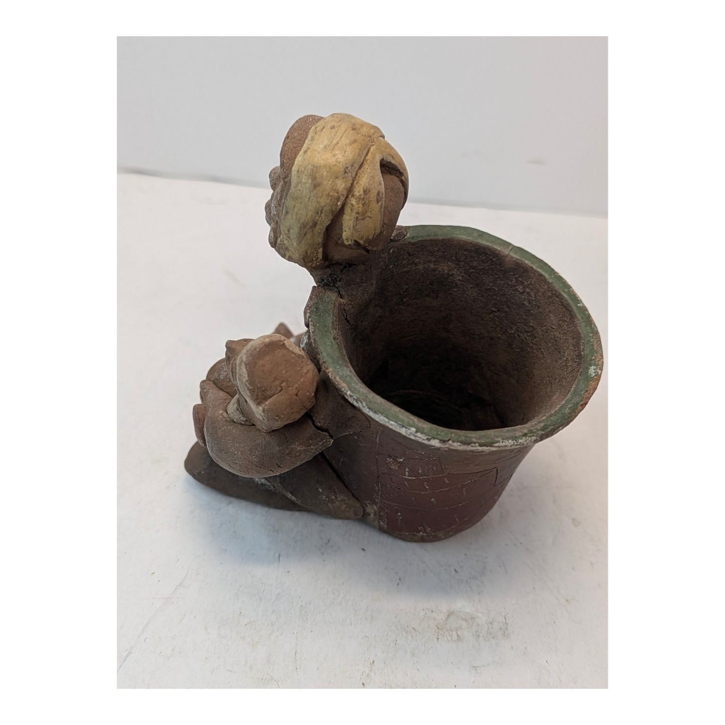 Vintage Pre-Columbian Style Terracotta Mother & Child Effigy Pot Sculpture