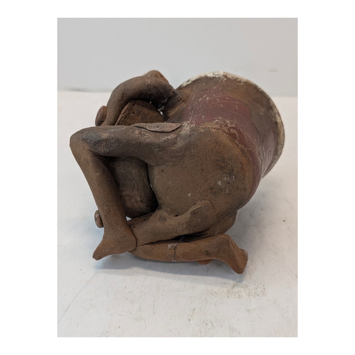 Vintage Pre-Columbian Style Terracotta Mother & Child Effigy Pot Sculpture
