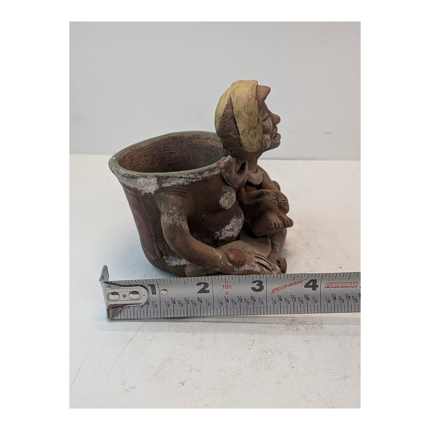 Vintage Pre-Columbian Style Terracotta Mother & Child Effigy Pot Sculpture