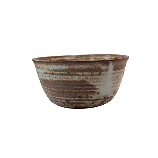 Signed Don Hall Studio Pottery Bowl, Rustic Wabi Sabi Stoneware, Vintage 1980s