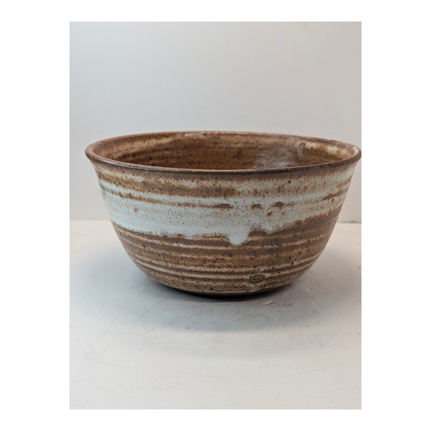 Signed Don Hall Studio Pottery Bowl, Rustic Wabi Sabi Stoneware, Vintage 1980s