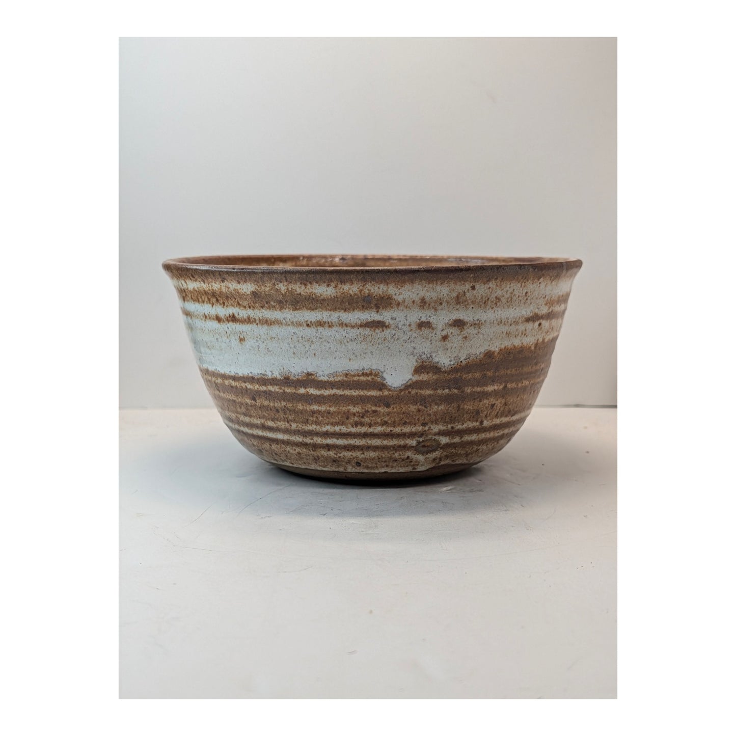 Signed Don Hall Studio Pottery Bowl, Rustic Wabi Sabi Stoneware, Vintage 1980s