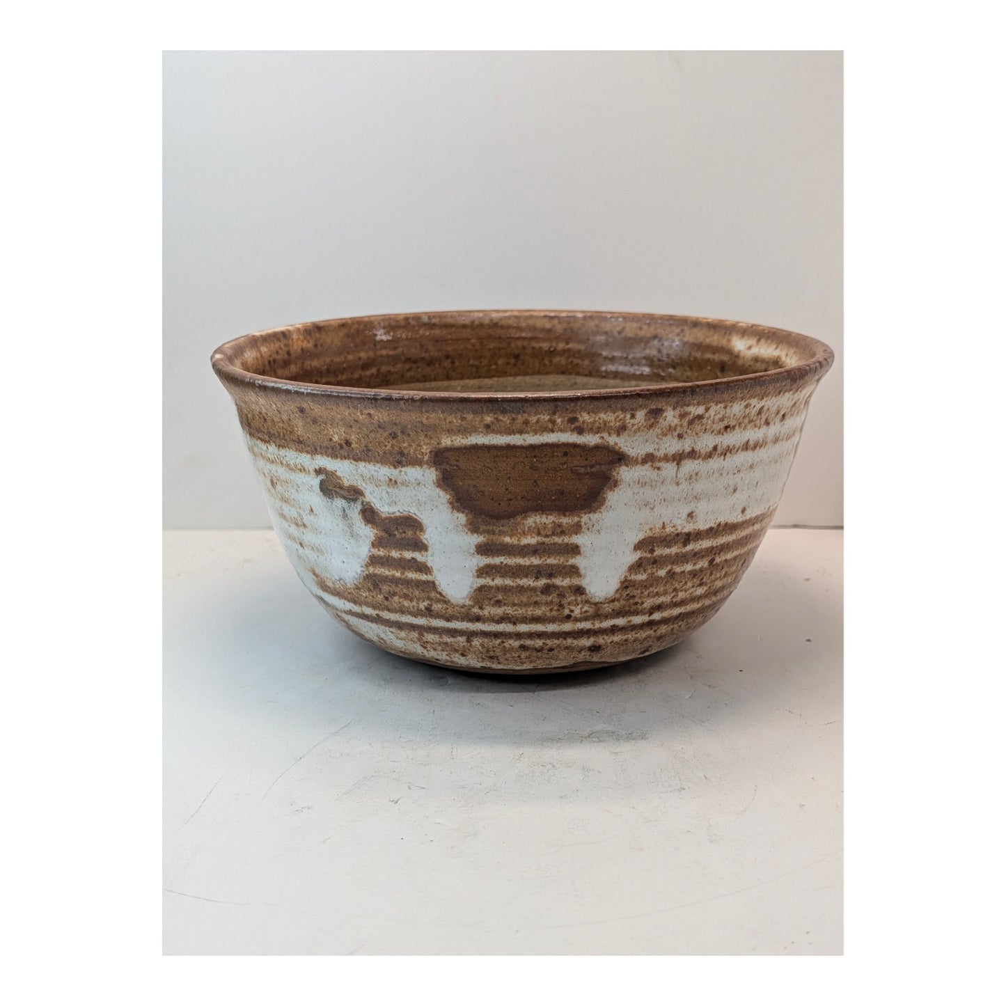 Signed Don Hall Studio Pottery Bowl, Rustic Wabi Sabi Stoneware, Vintage 1980s