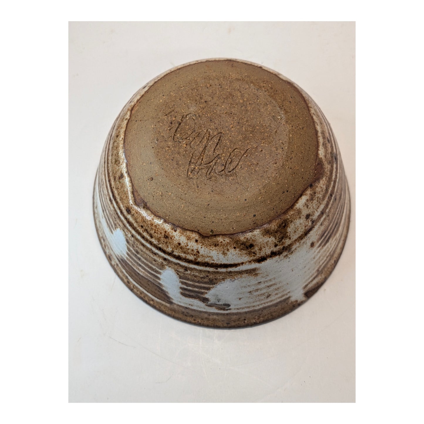 Signed Don Hall Studio Pottery Bowl, Rustic Wabi Sabi Stoneware, Vintage 1980s