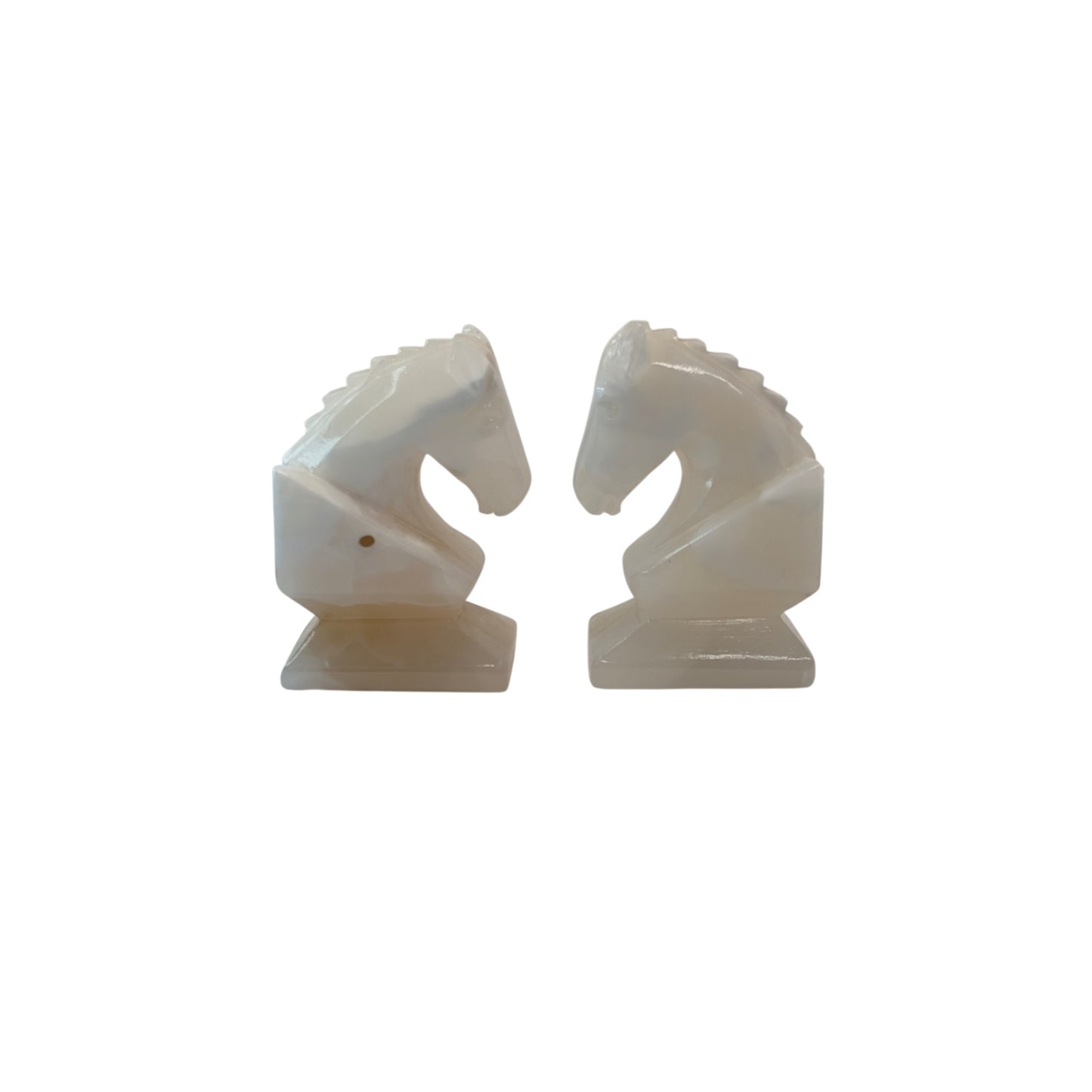 Vintage Mid-Century Onyx Horse Head Knight Bookends, Set of 2