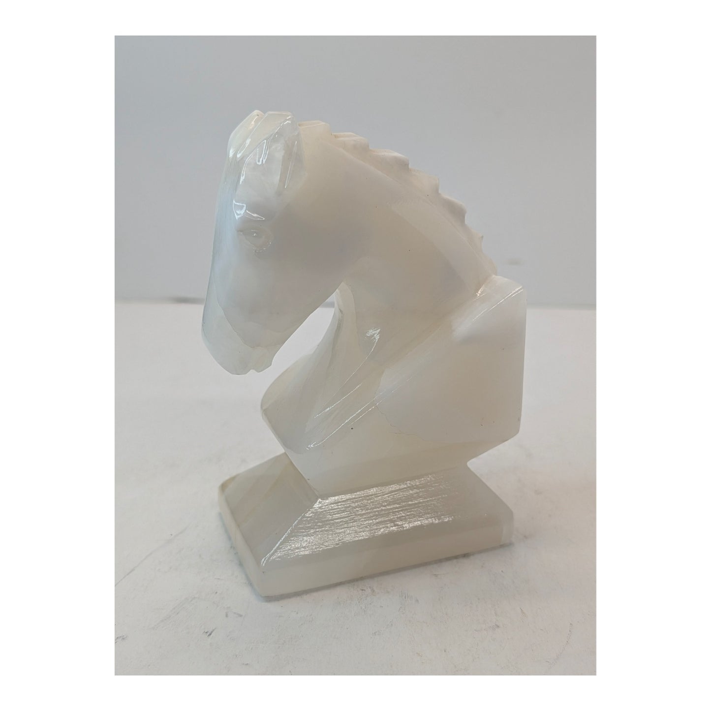 Vintage Mid-Century Onyx Horse Head Knight Bookends, Set of 2