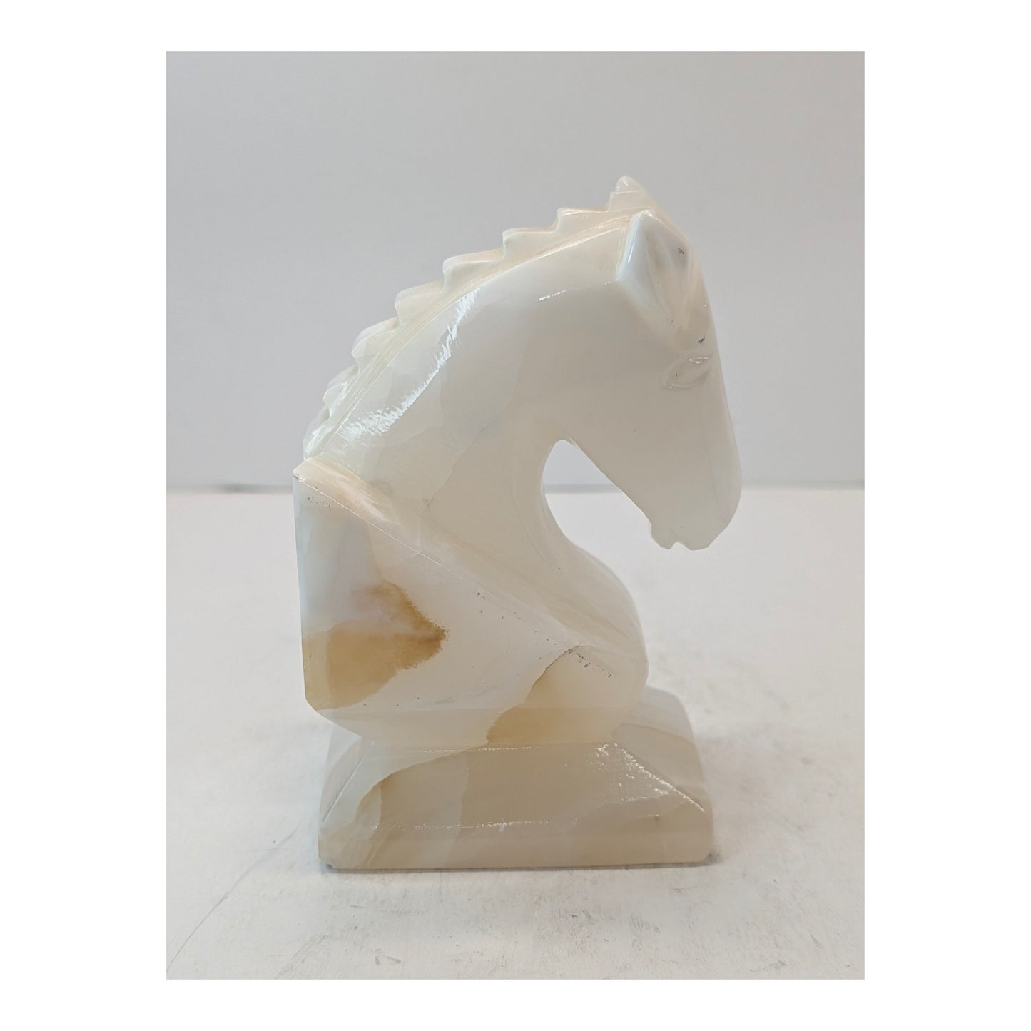 Vintage Mid-Century Onyx Horse Head Knight Bookends, Set of 2