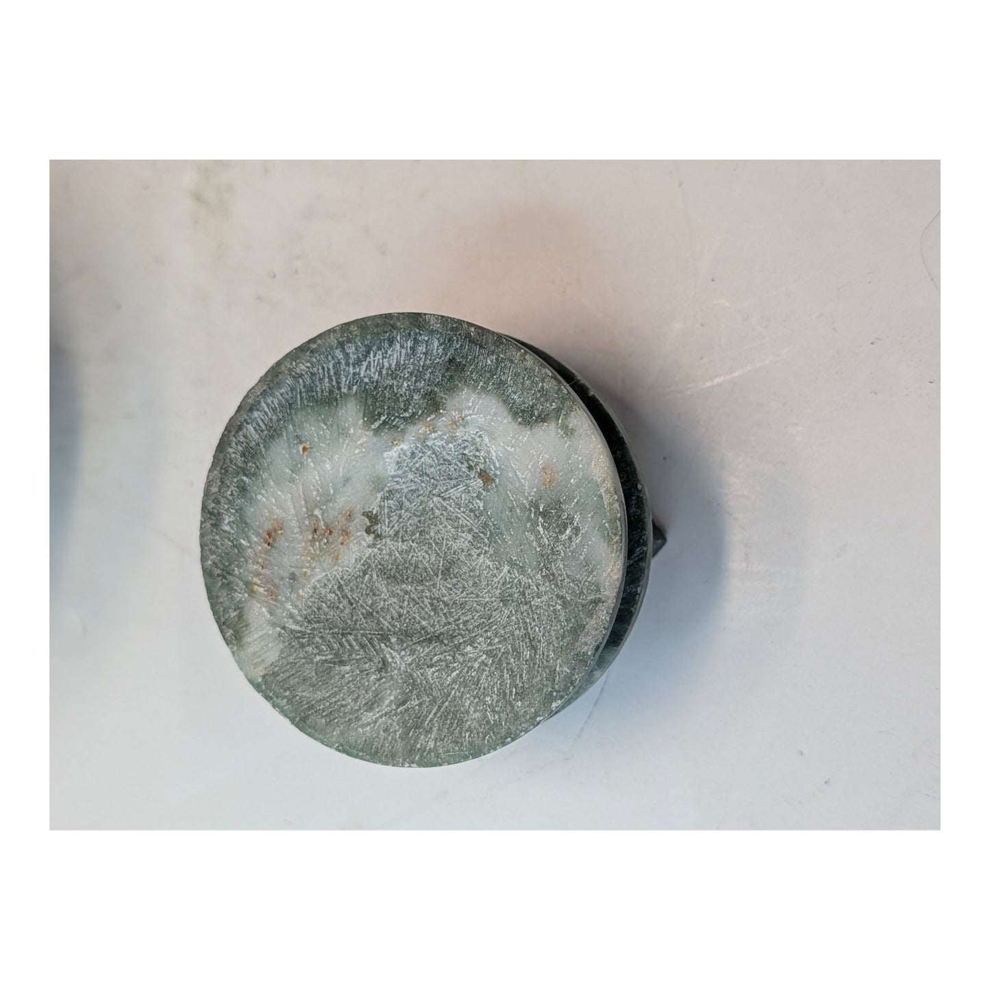 Vintage Carved Green Soapstone Chinese Puzzle Ball Sculpture