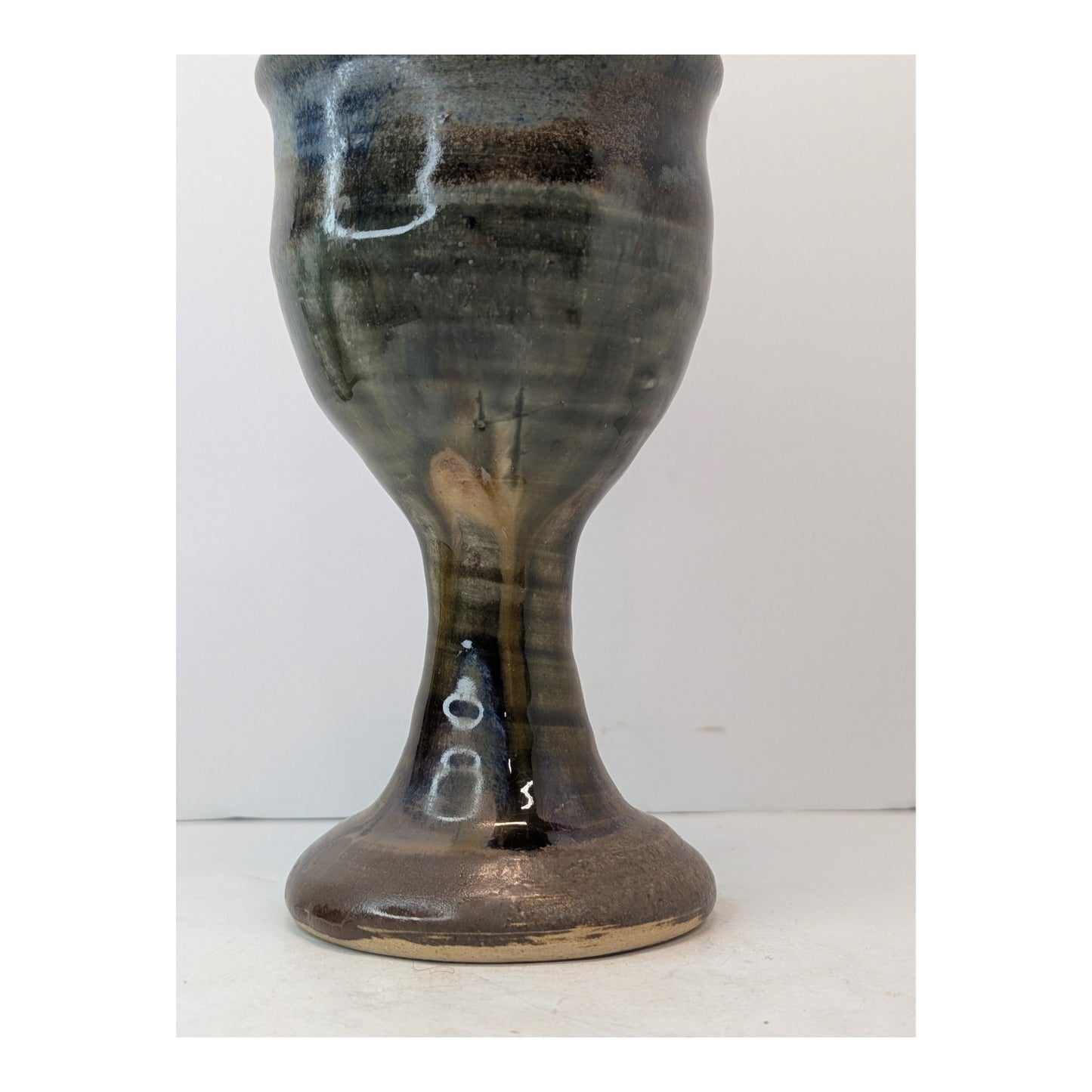 Vintage Studio Pottery Stoneware Goblet, Hand Thrown Brutalist Chalice