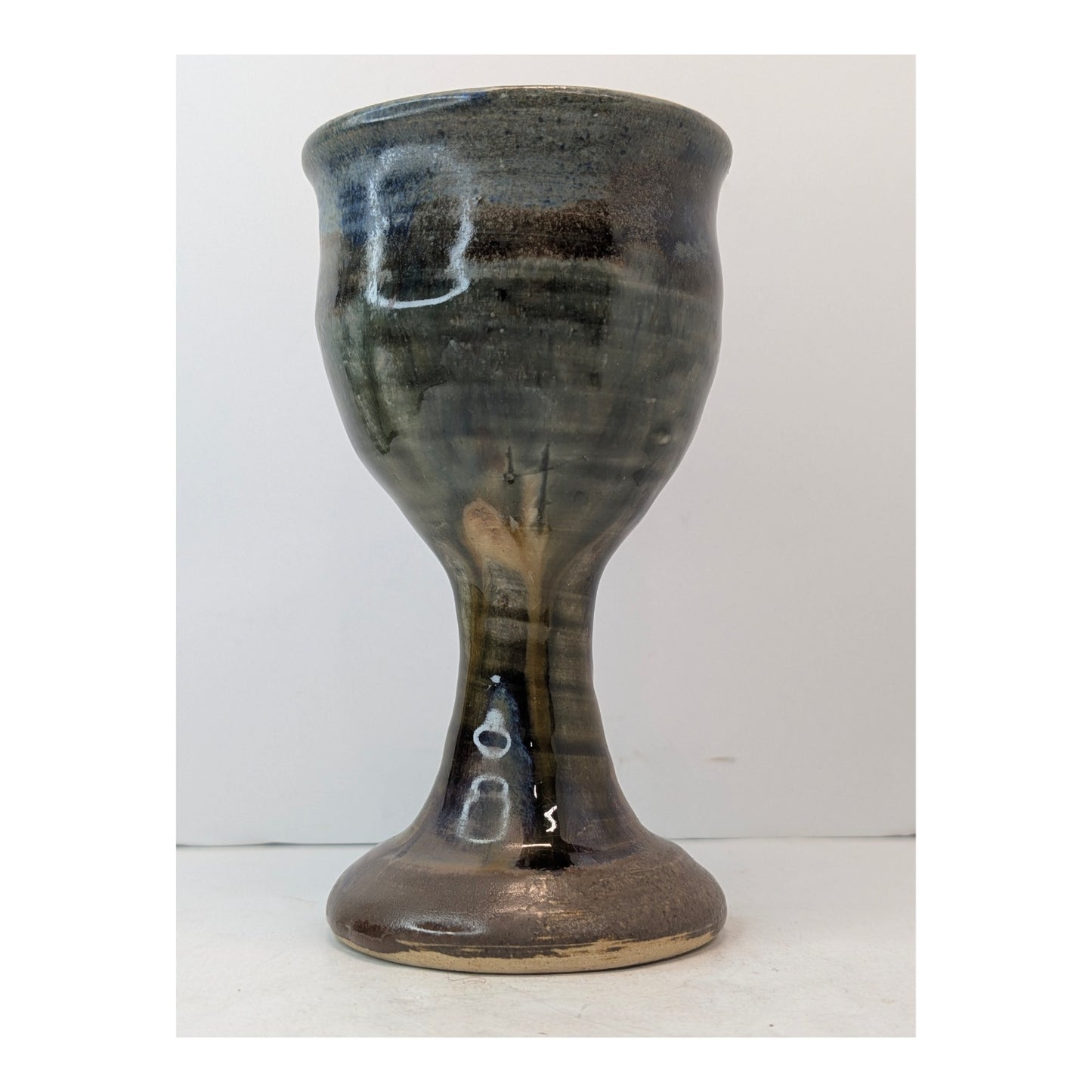 Vintage Studio Pottery Stoneware Goblet, Hand Thrown Brutalist Chalice