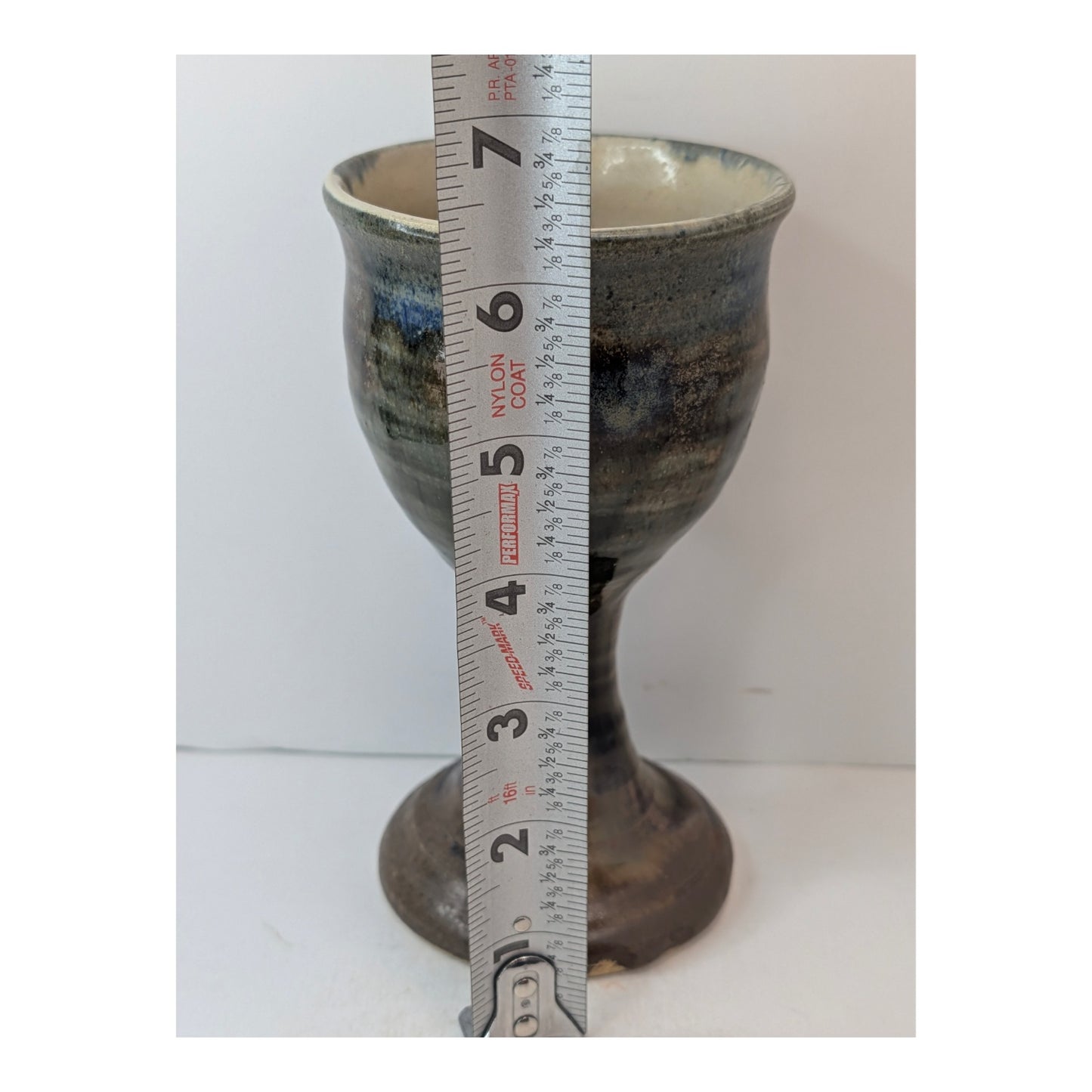Vintage Studio Pottery Stoneware Goblet, Hand Thrown Brutalist Chalice
