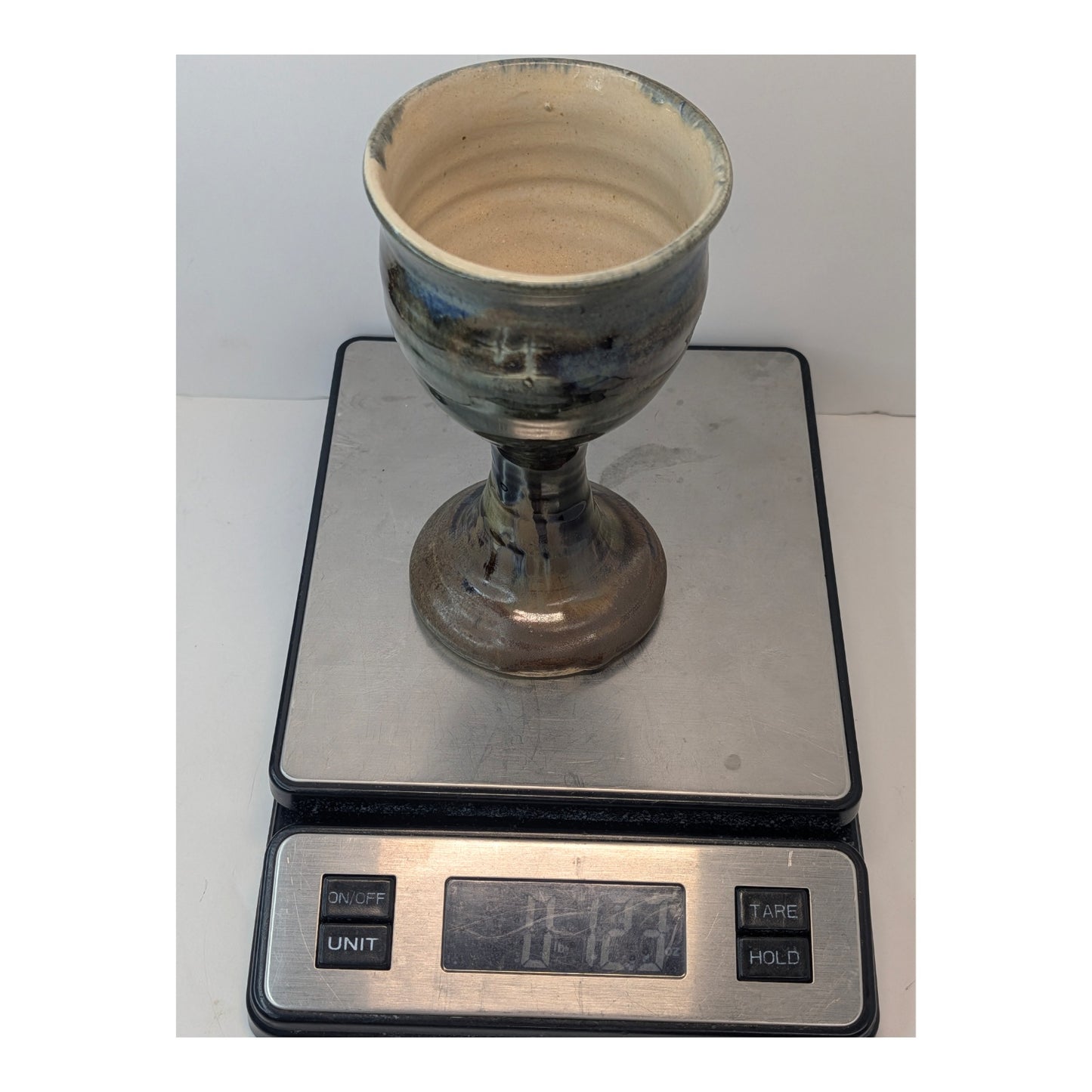 Vintage Studio Pottery Stoneware Goblet, Hand Thrown Brutalist Chalice