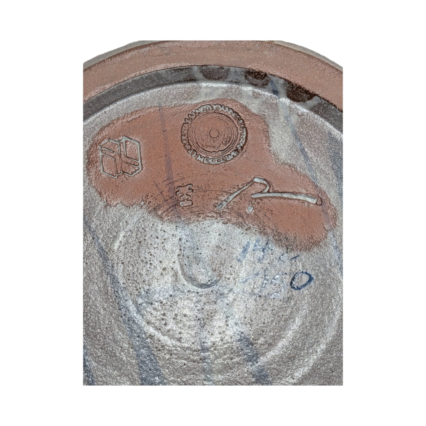 Richard Bresnahan Studio Pottery Charger Plate Anagama Fired Iris Motif