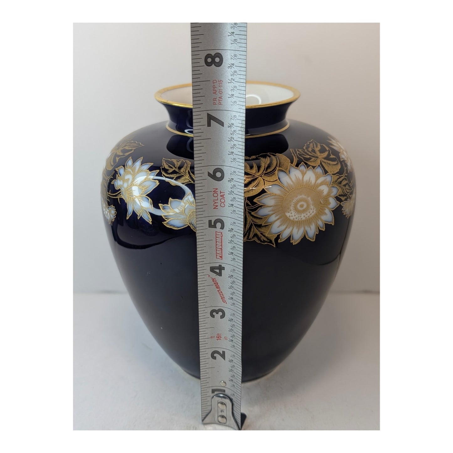 Vintage Hutschenreuther Cobalt & Gold Gilt Floral Vase German Porcelain 5.75"