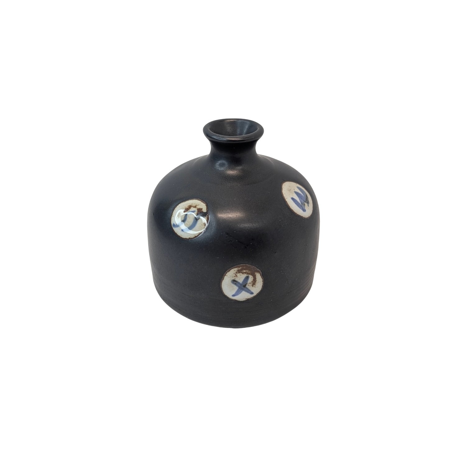 Vintage Studio Pottery Bud Vase, Matte Black Wabi Sabi Japanese Style