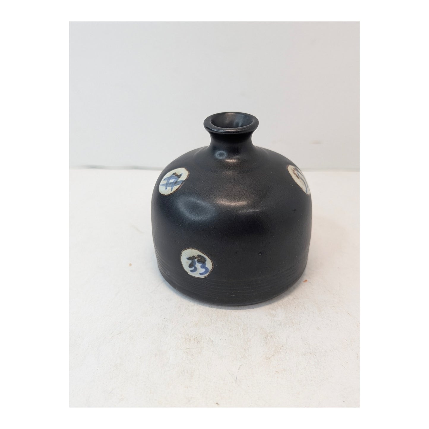 Vintage Studio Pottery Bud Vase, Matte Black Wabi Sabi Japanese Style