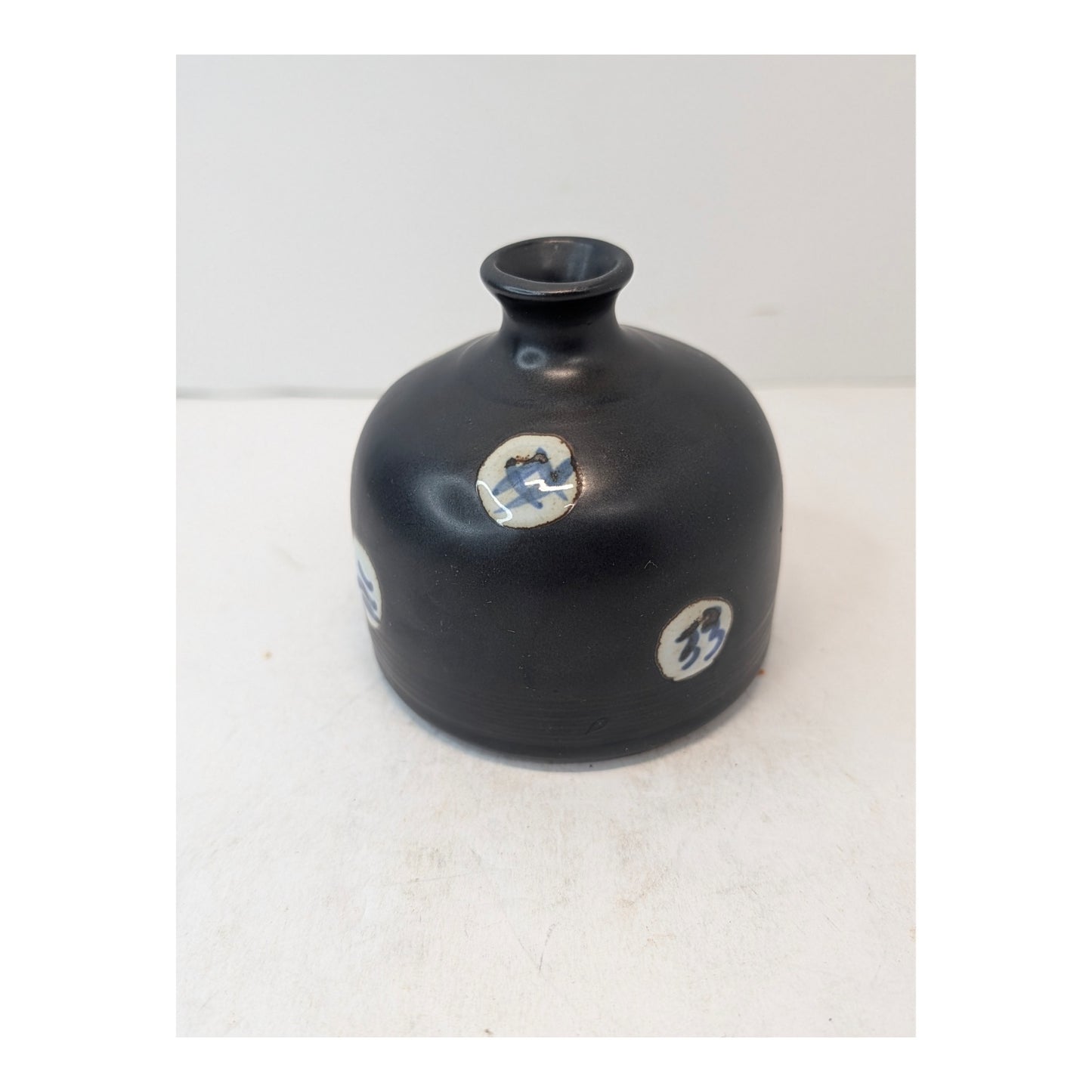 Vintage Studio Pottery Bud Vase, Matte Black Wabi Sabi Japanese Style