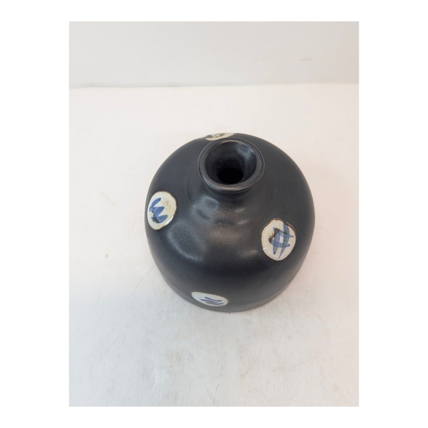 Vintage Studio Pottery Bud Vase, Matte Black Wabi Sabi Japanese Style