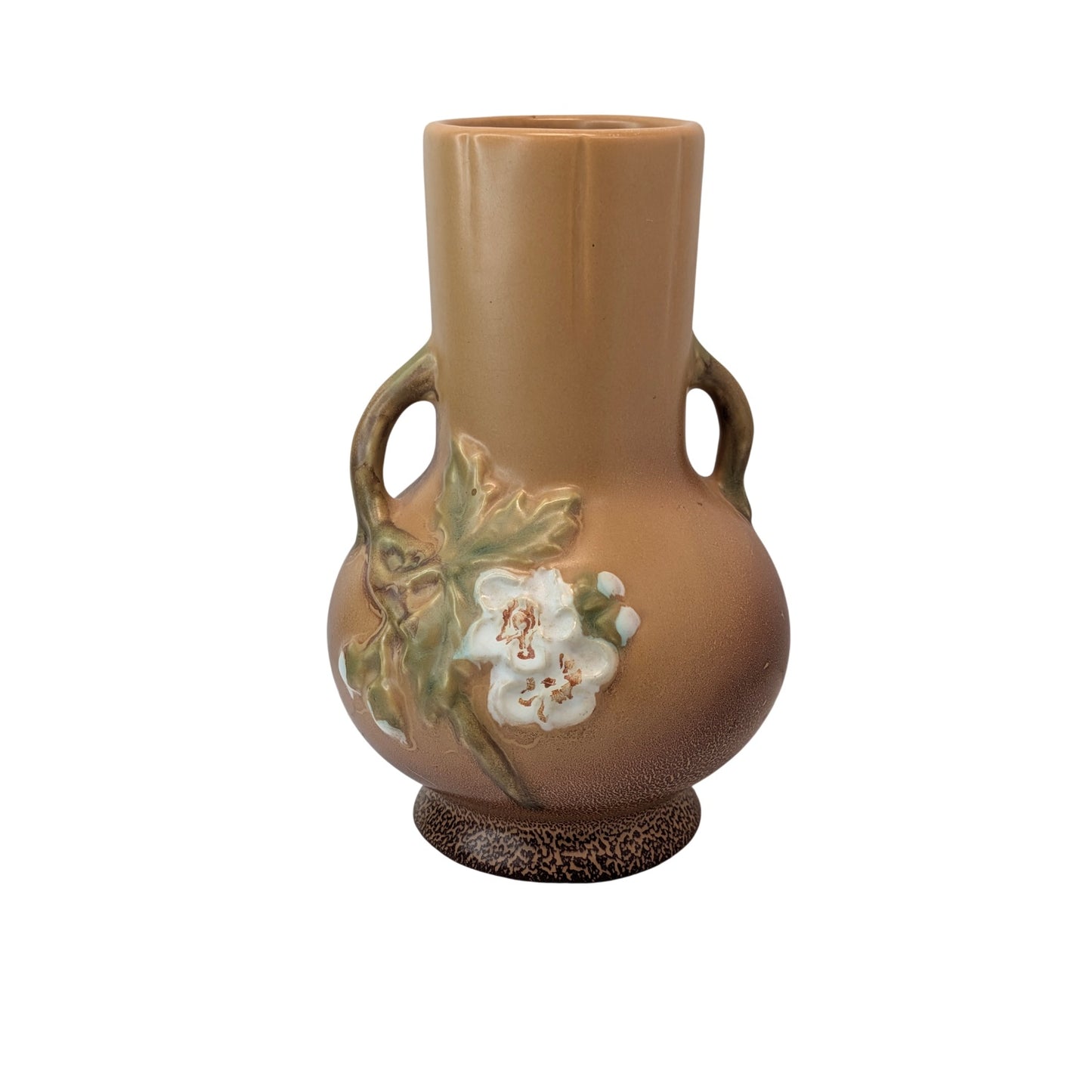 Vintage Roseville White Rose Art Pottery Vase 980-6, USA 1940s