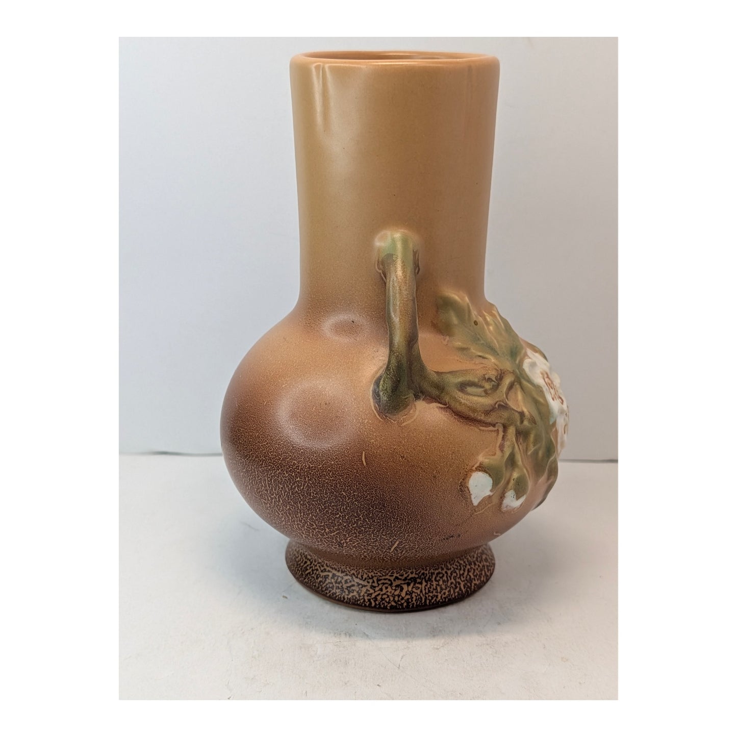 Vintage Roseville White Rose Art Pottery Vase 980-6, USA 1940s