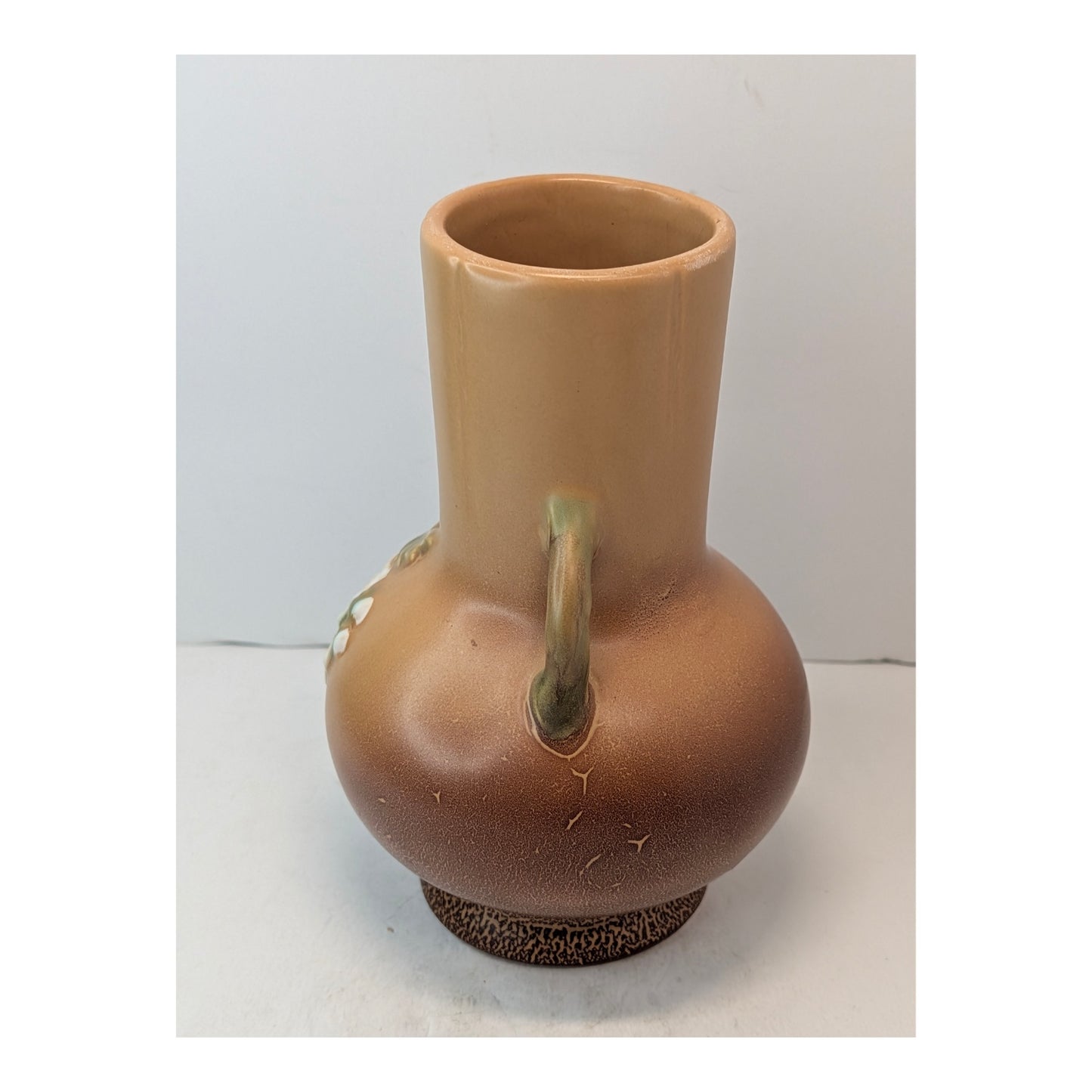 Vintage Roseville White Rose Art Pottery Vase 980-6, USA 1940s