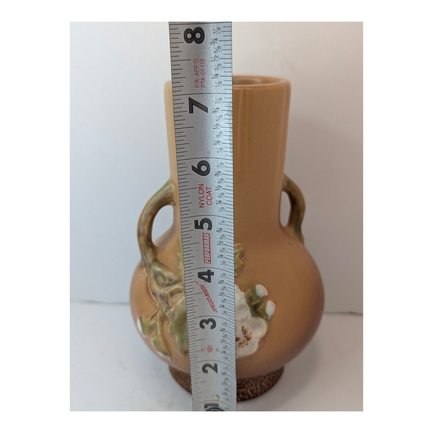 Vintage Roseville White Rose Art Pottery Vase 980-6, USA 1940s