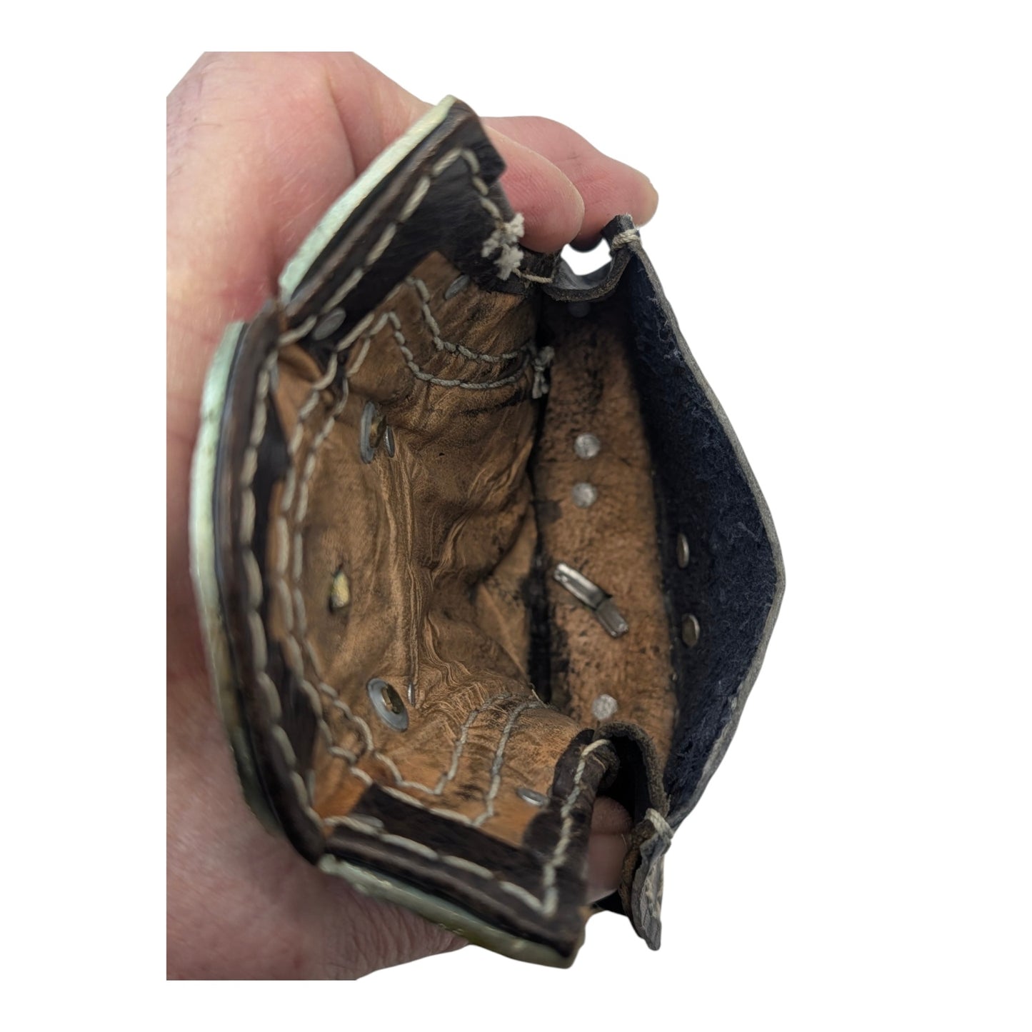 Vintage Tibetan Repoussé Metal & Leather Pouch with Dragon Motif