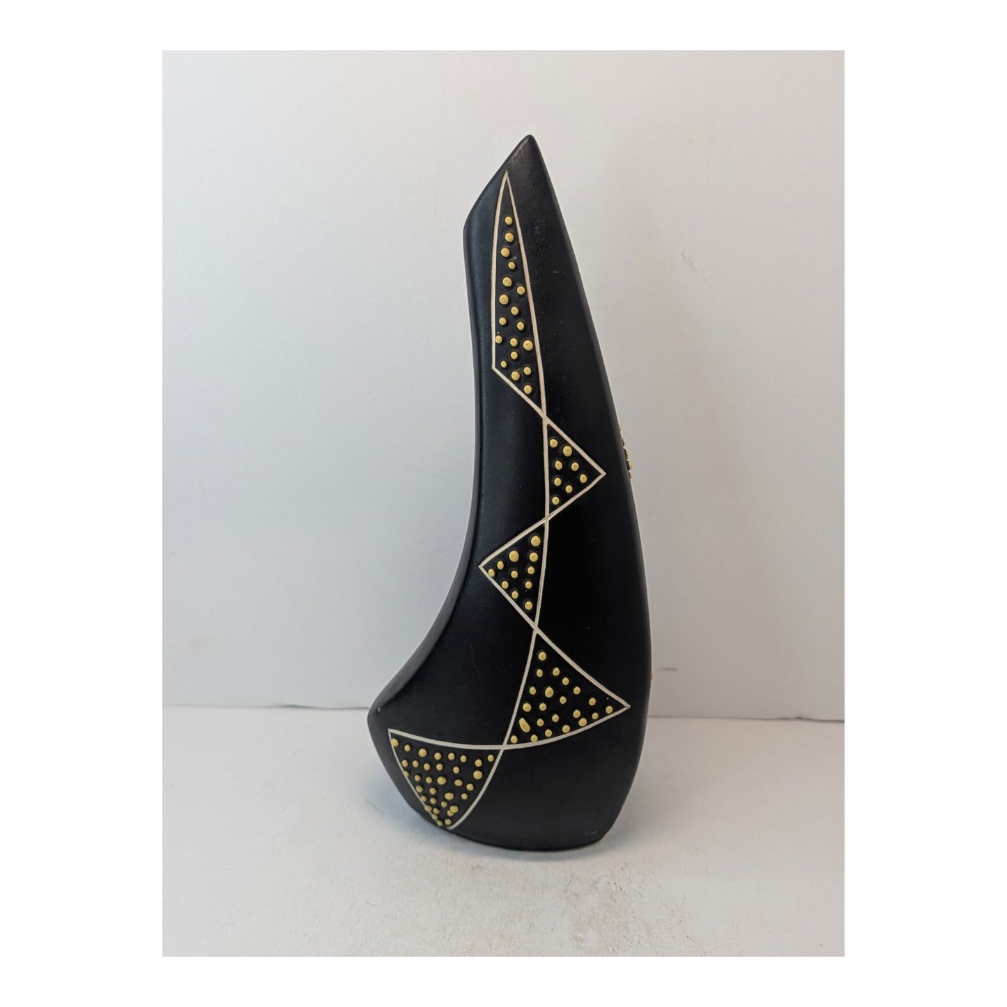 Vintage KPM Royal Porzellan Bavaria Horn Vase, Mid-Century German Art Pottery