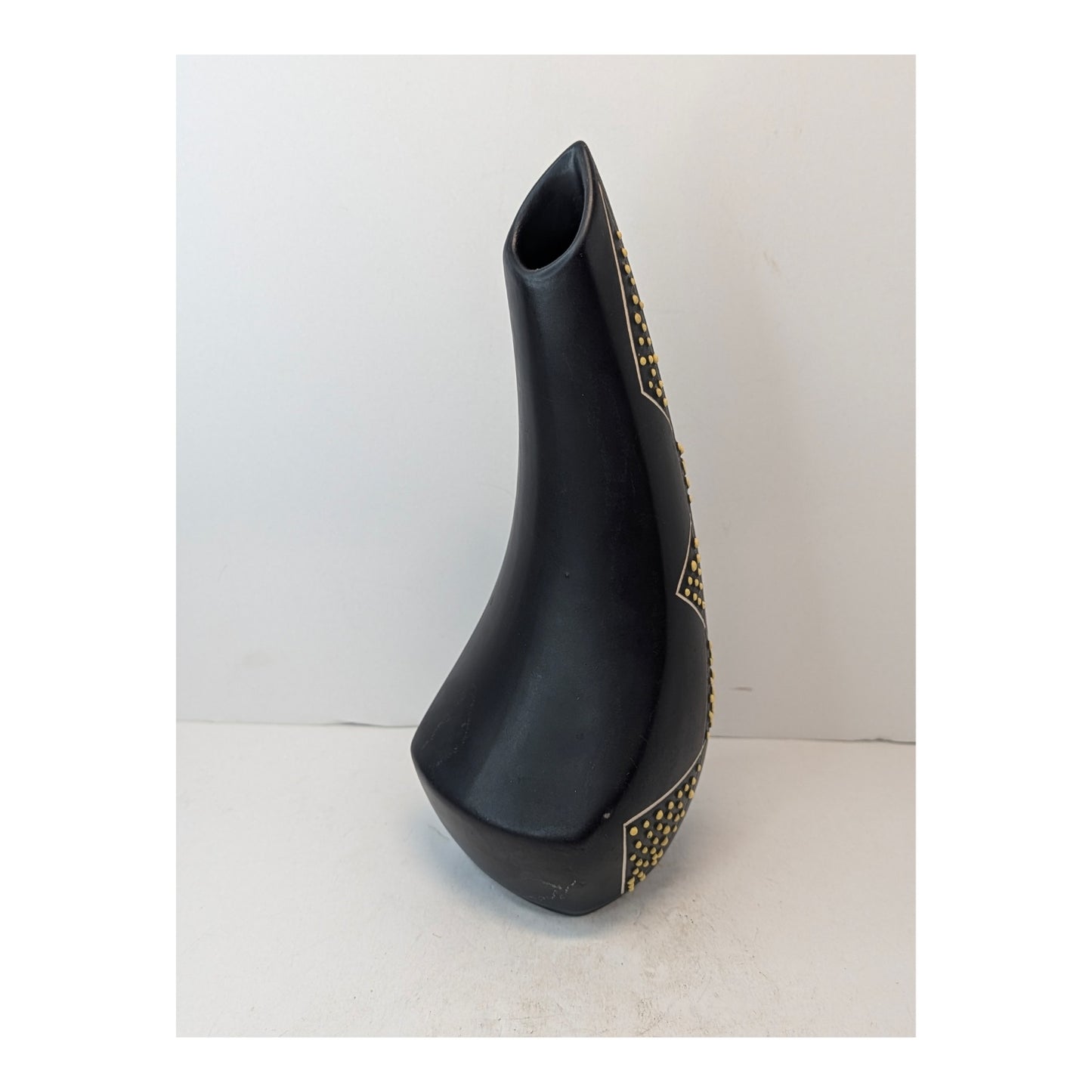 Vintage KPM Royal Porzellan Bavaria Horn Vase, Mid-Century German Art Pottery
