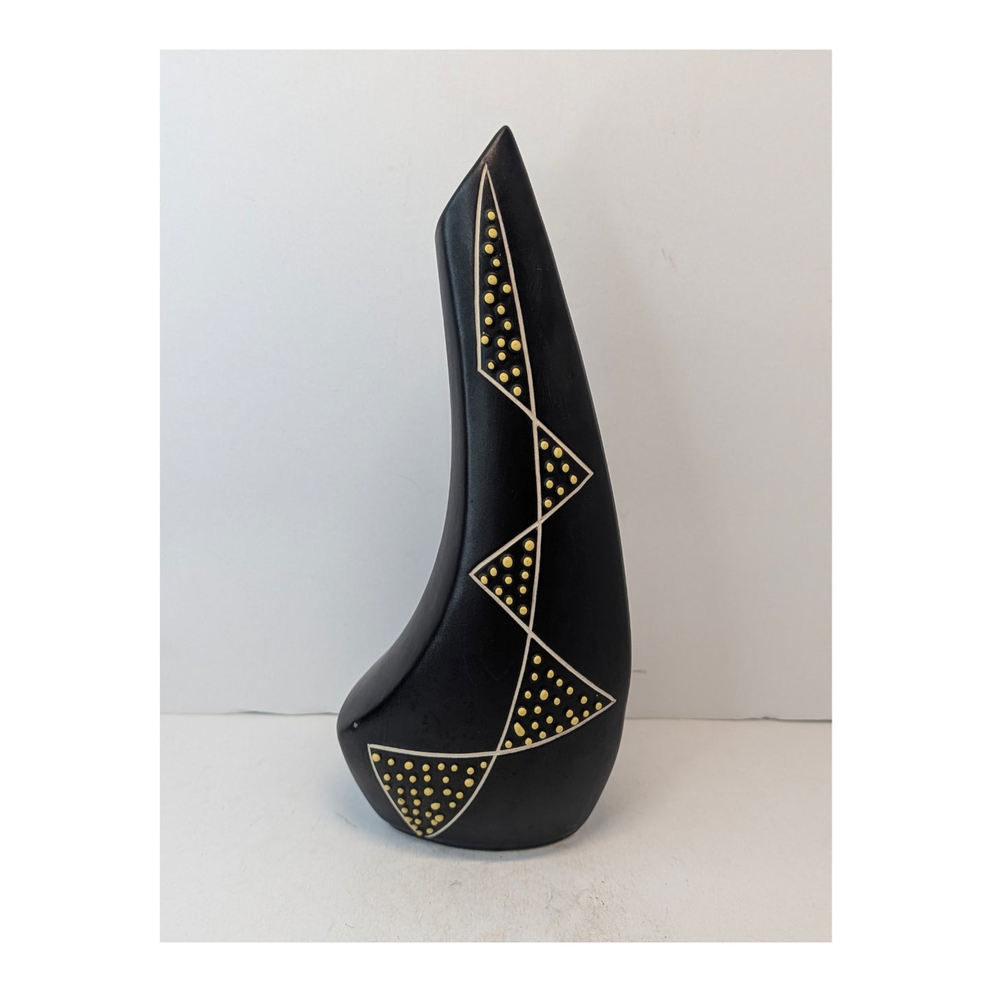 Vintage KPM Royal Porzellan Bavaria Horn Vase, Mid-Century German Art Pottery