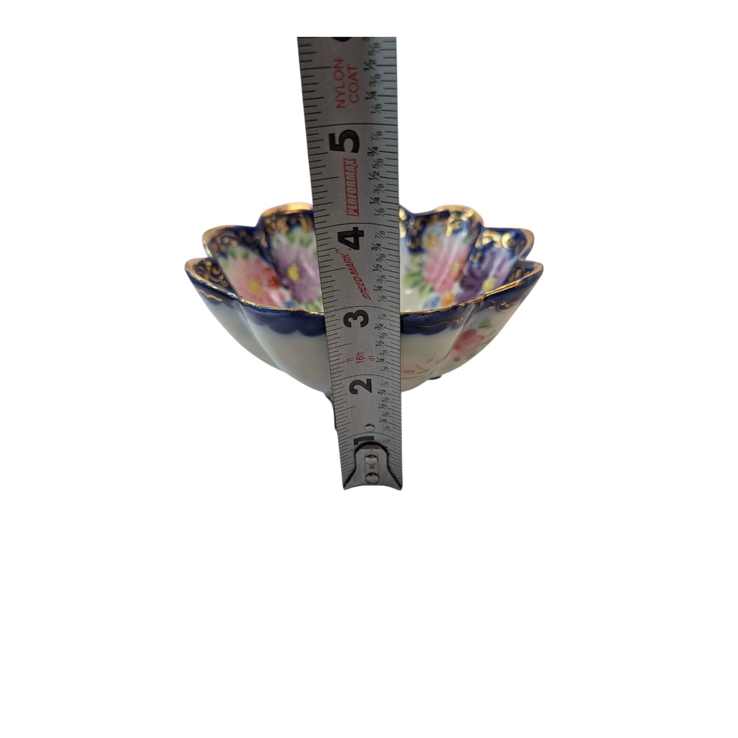 Vintage Japanese Footed Lusterware Berry Bowl Set, Hand-Painted, Gold Gilt