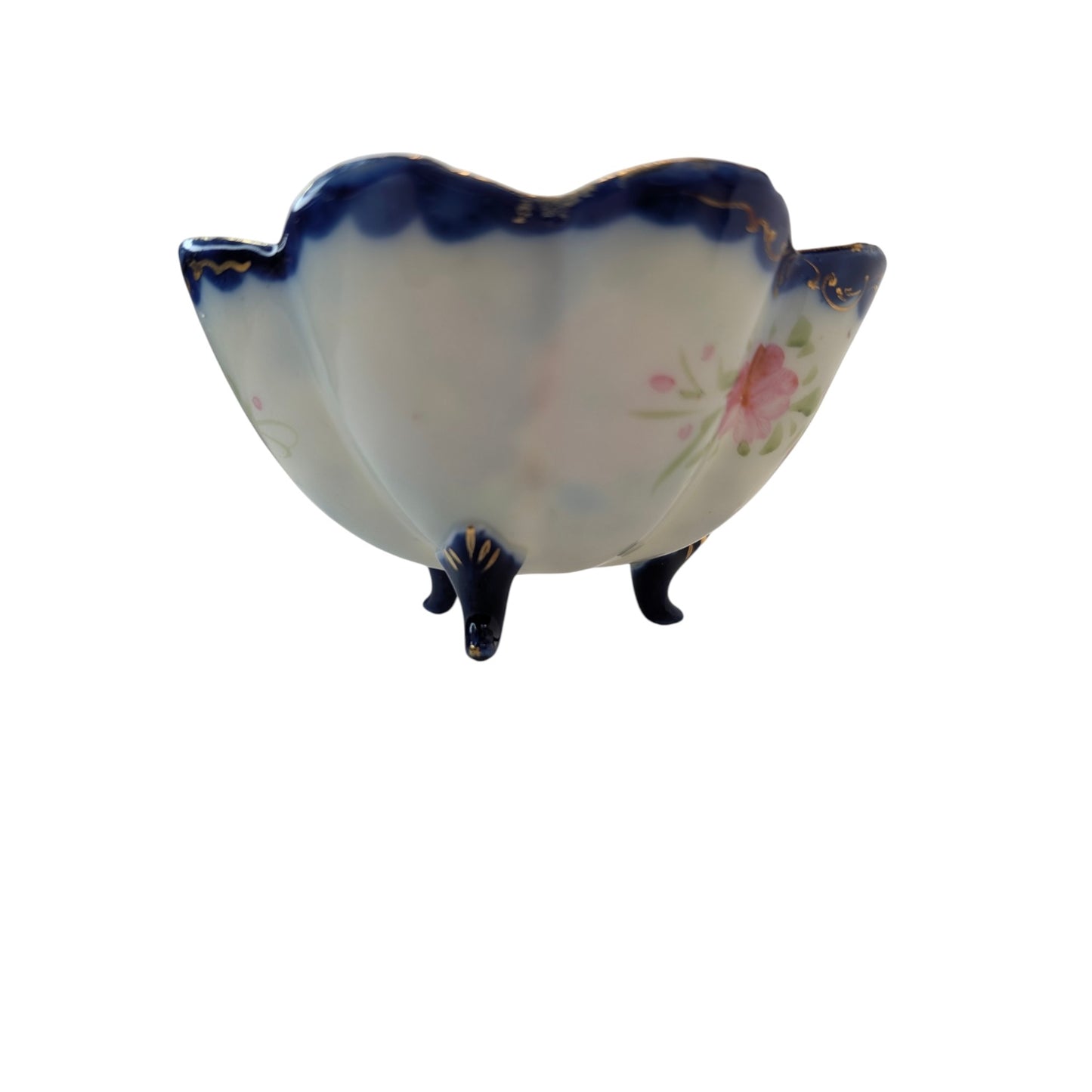 Vintage Japanese Footed Lusterware Berry Bowl Set, Hand-Painted, Gold Gilt