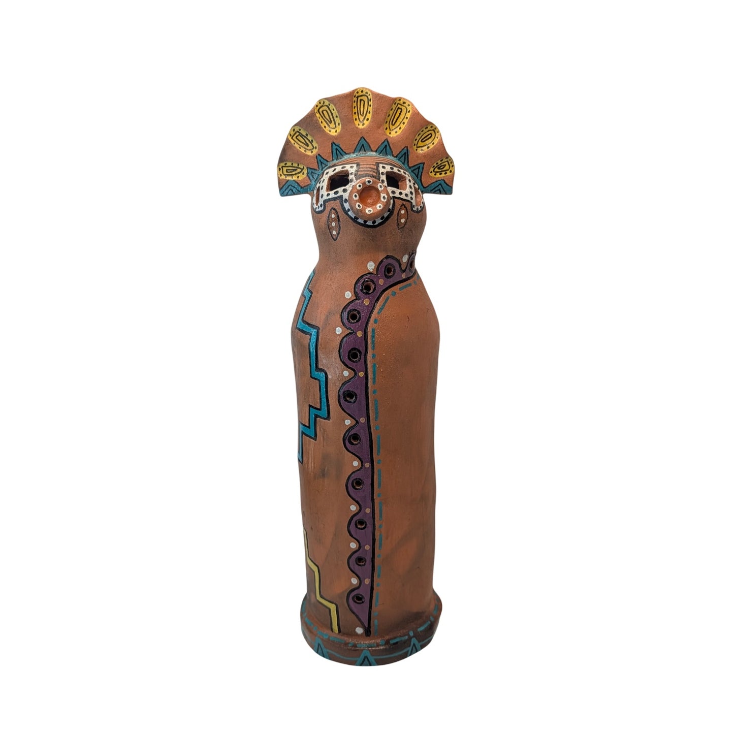 Vintage Signed Studio Pottery Terracotta Figure Southwestern Tribal Art Sculpture 13"