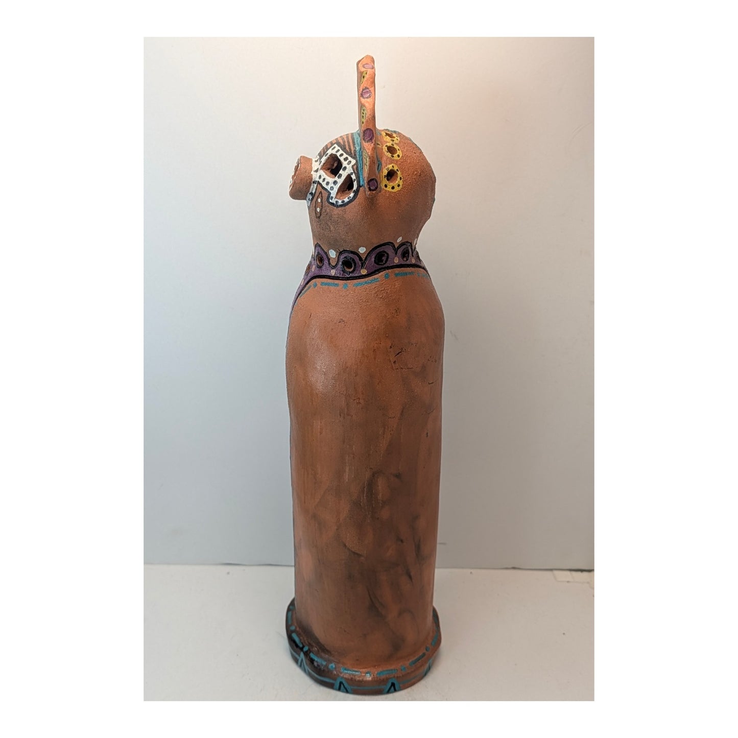 Vintage Signed Studio Pottery Terracotta Figure Southwestern Tribal Art Sculpture 13"