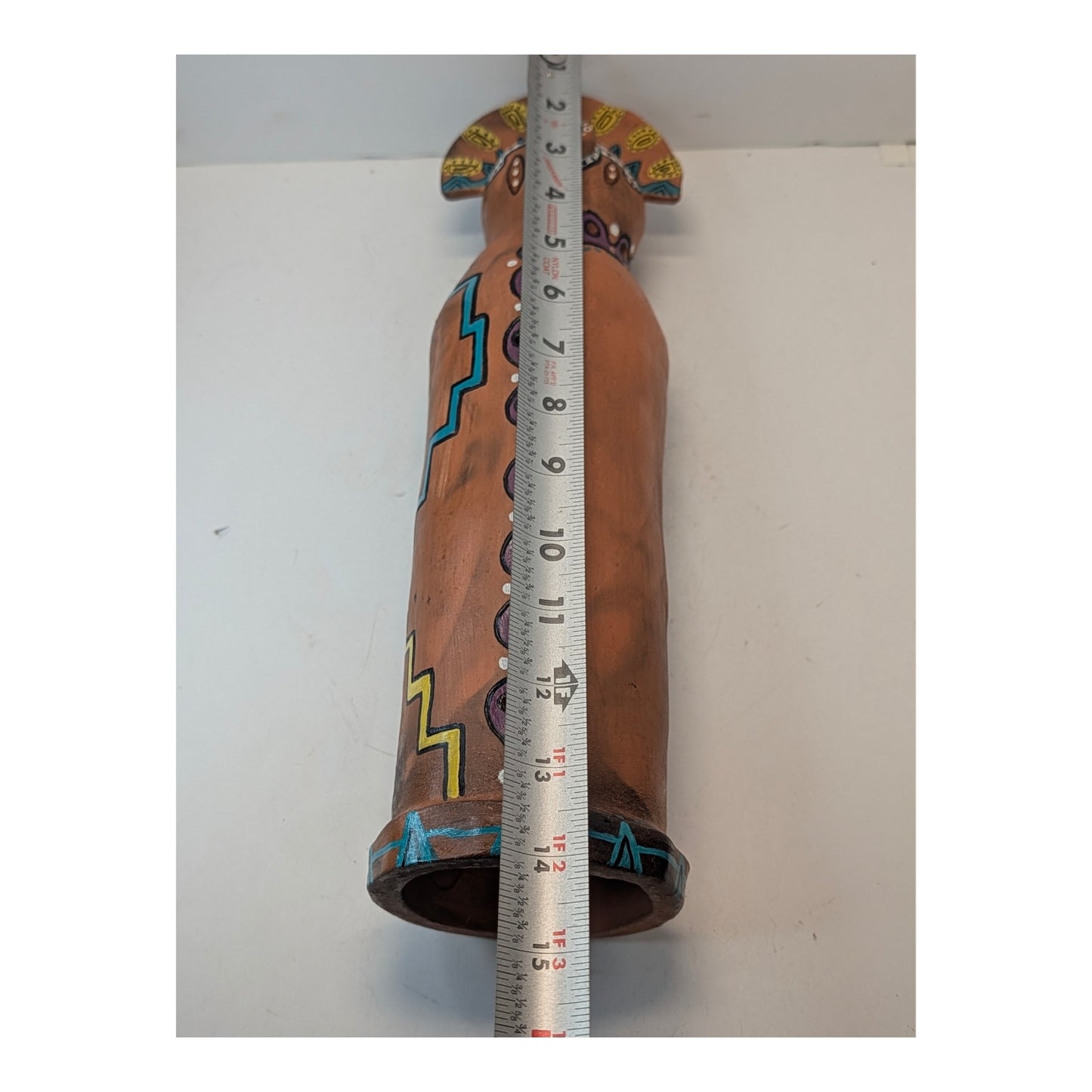 Vintage Signed Studio Pottery Terracotta Figure Southwestern Tribal Art Sculpture 13"